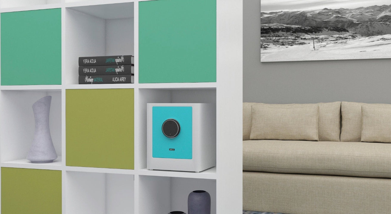 BASI mySafe Premium 350-Blau/Weiß Elektronik Möbel Tresor Touch-Display