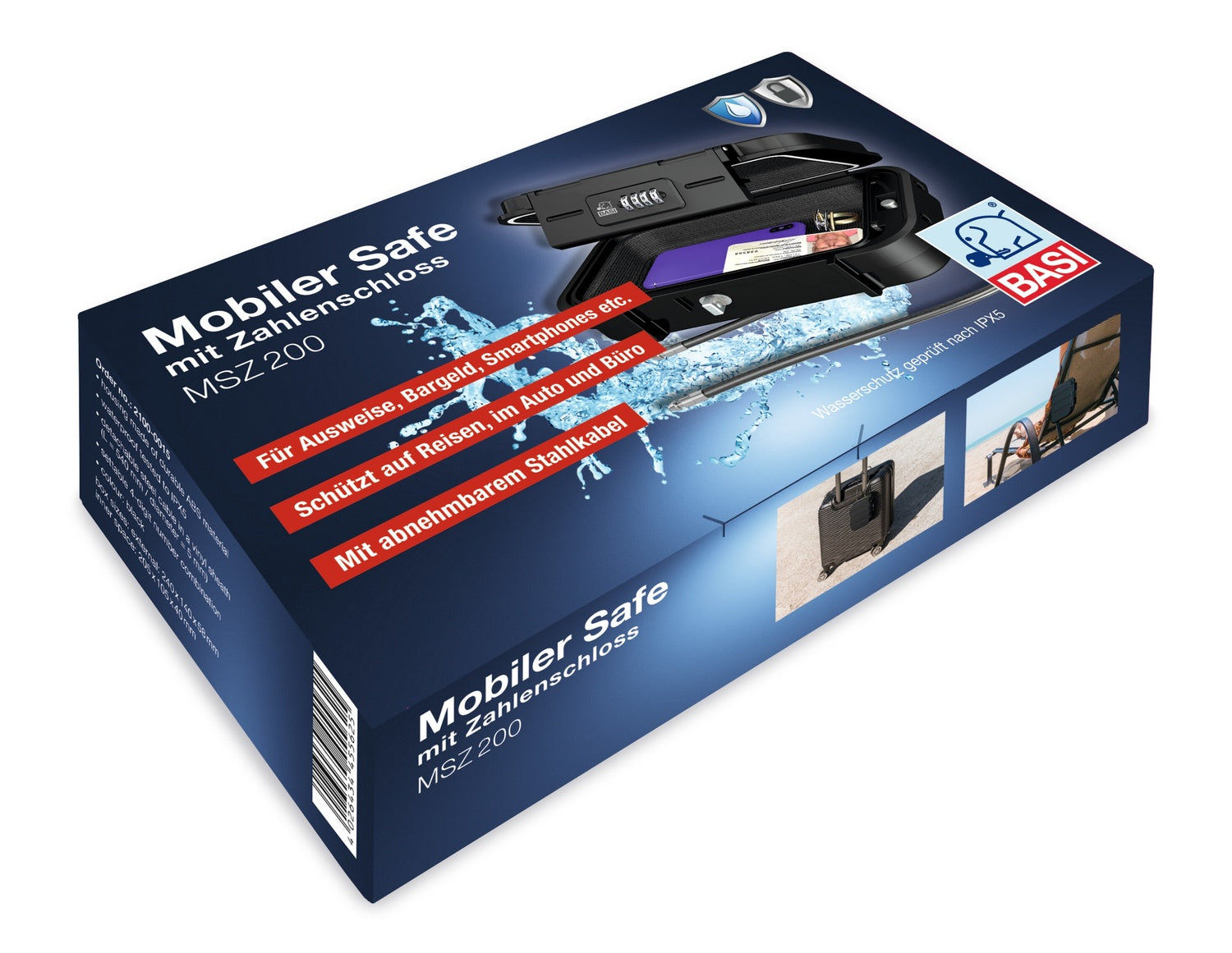 Basi 2100-0015 Mobiler Safe mit Zahlenschloss MSZ 200 Reisesafe