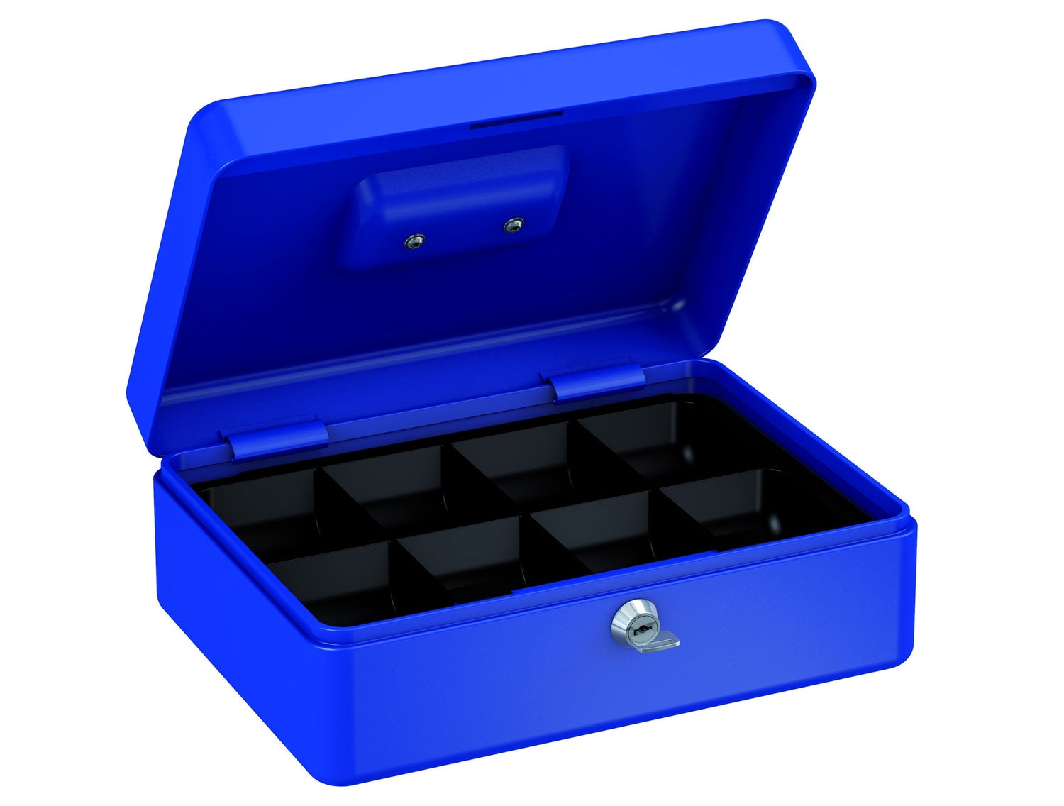 BASI GK 10L Geldkassette L Blau 8 Münzfächer Hebelschloss