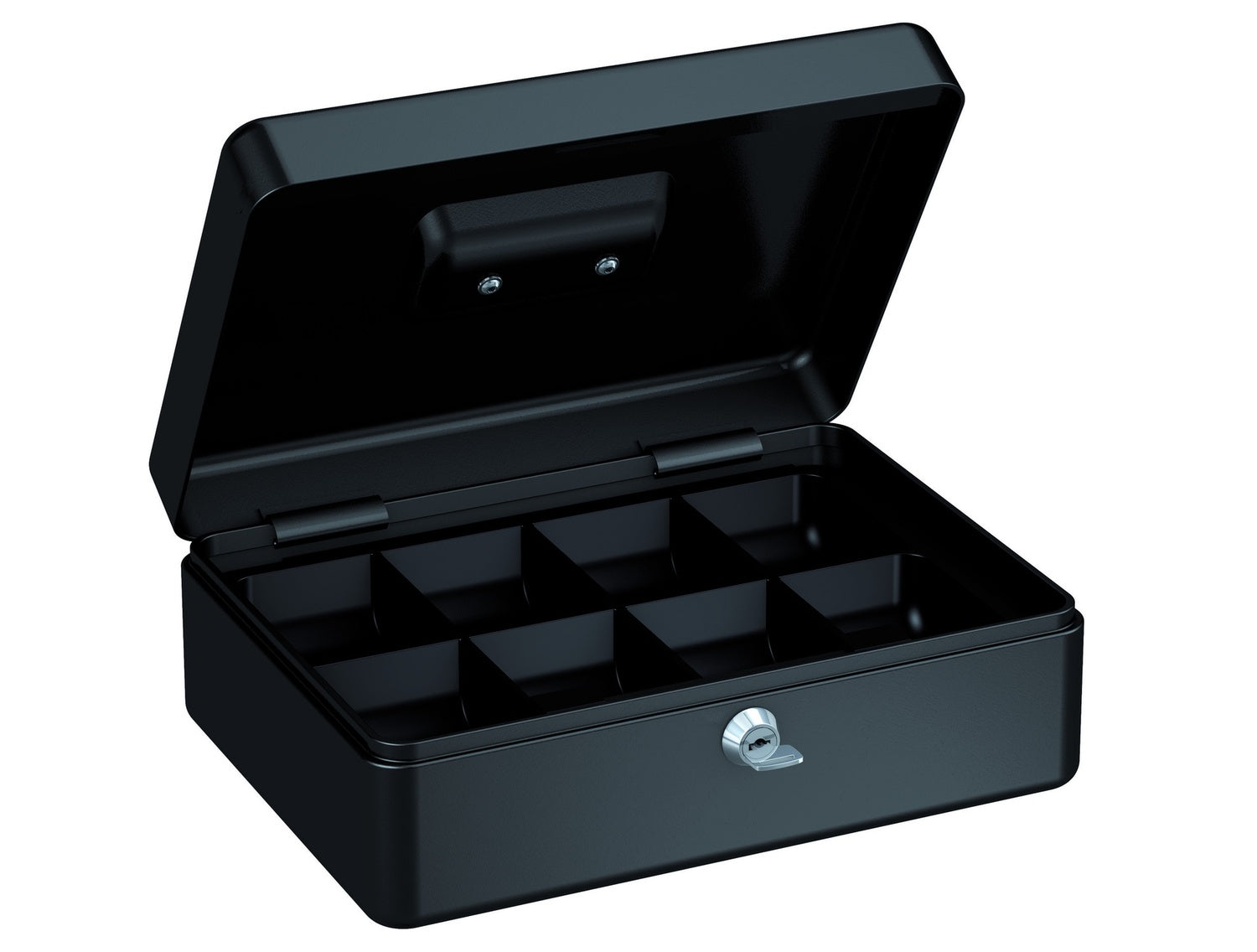 BASI GK 10L Geldkassette L Schwarz 8 Münzfächer Hebelschloss