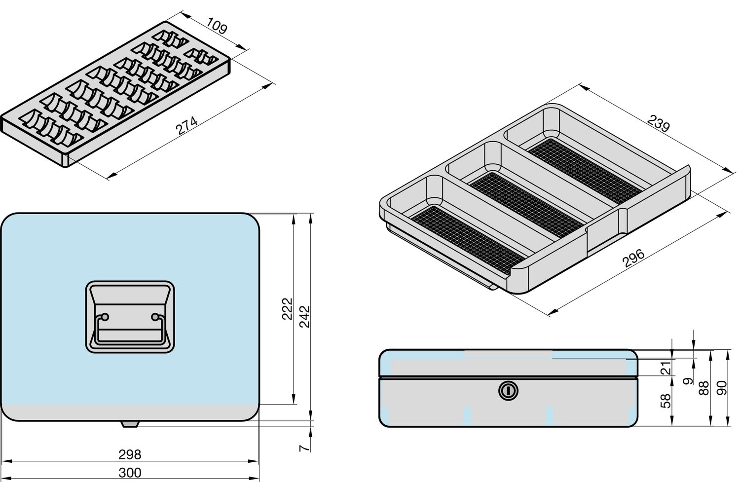 BASI EGK 100 Euro-Geldkassette Schwarz Münzfächer Geldscheinfächer