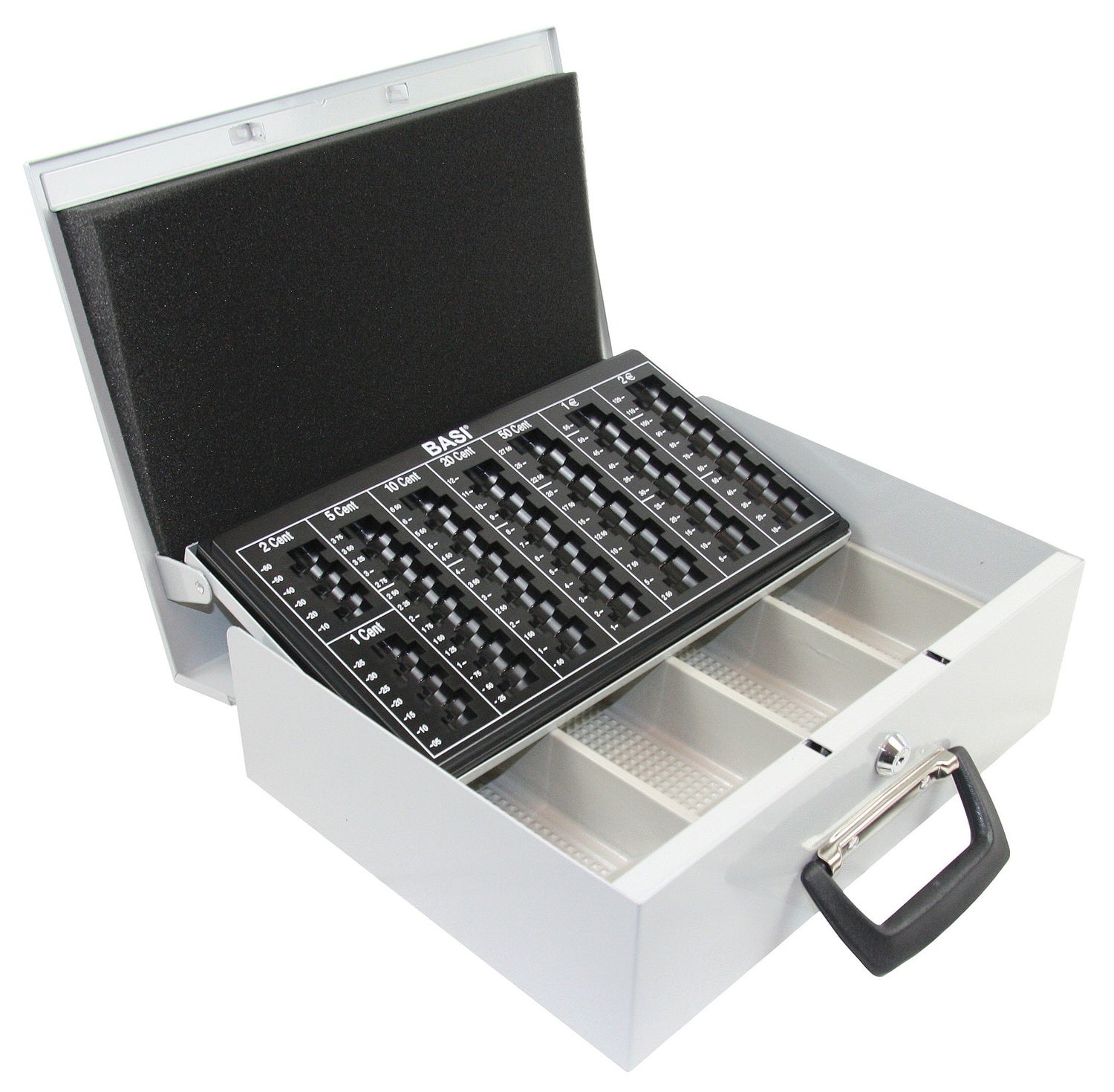 BASI EGK 150 Euro-Geldkassette Exklusiv Grau Münzfächer Geldscheinfächer