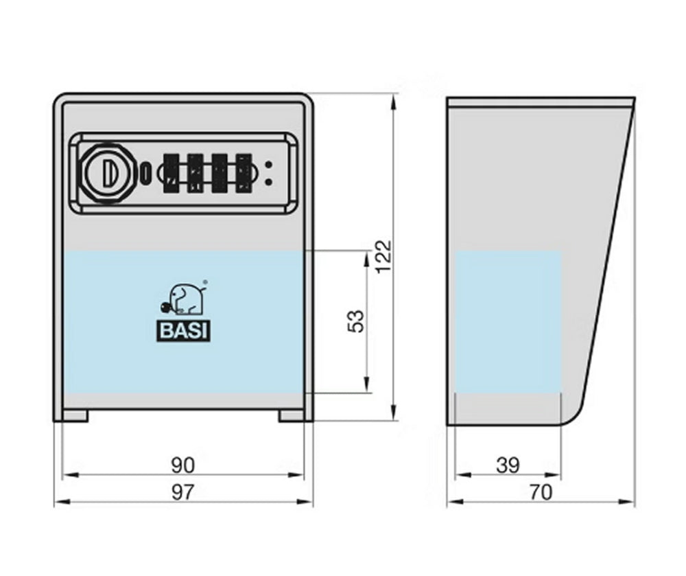 BASI 2101-0015 Schlüsselsafe SSZ 350 mit Zahlenschloss 2 Schlüsselhaken Edelstahl