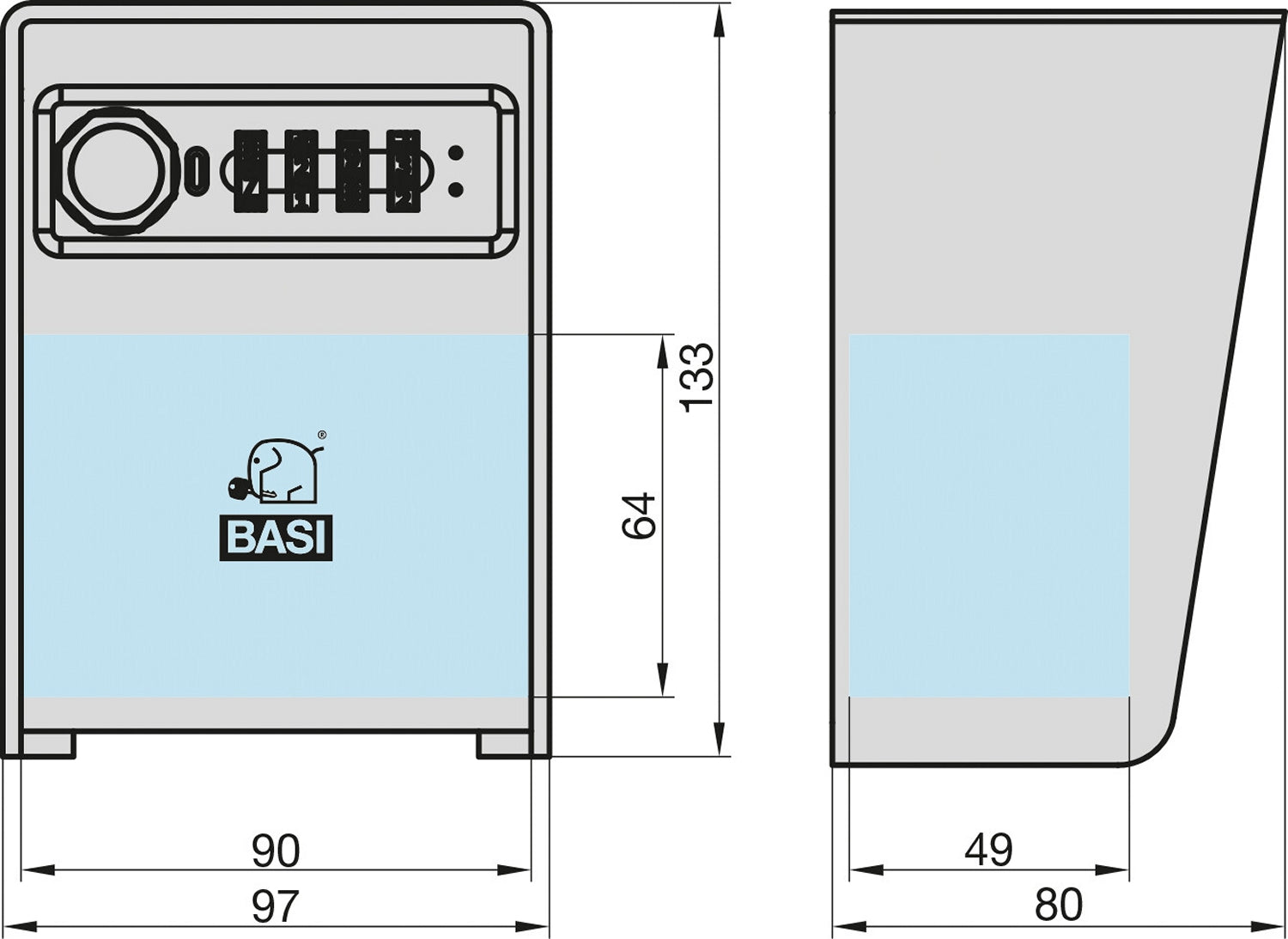 BASI SSZ 400 Schlüsselsafe mit Zahlenschloss 2 Schlüsselhaken Edelstahl 2101-0020