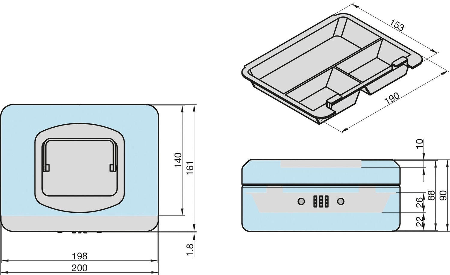 BASI GKZ 10M Geldkassette M Schwarz Zahlenkombination Hebelschloss