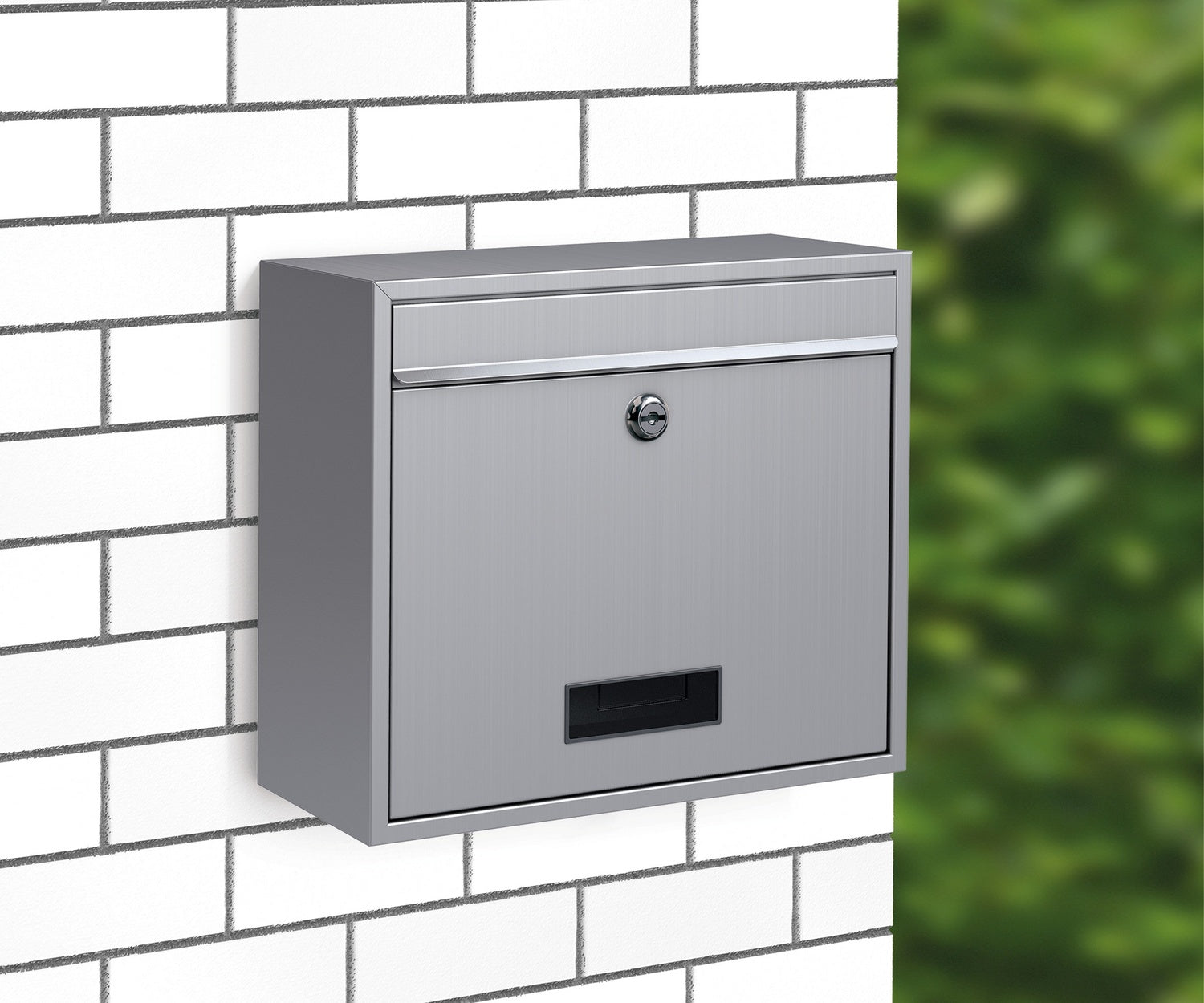 BASI 2170-0408 BK 900 Briefkasten Edelstahl Namensschild 360 x 310 x 150mm