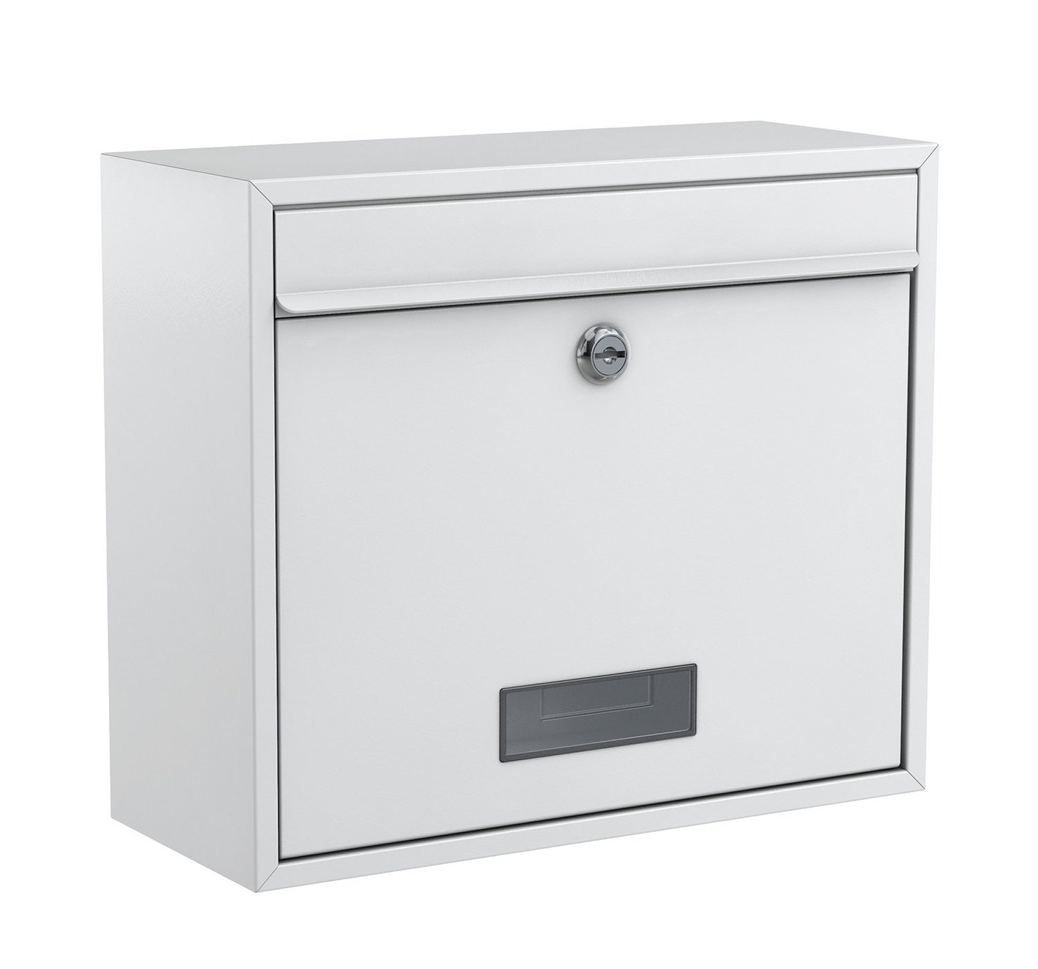 BASI 2170-0662 BK 900 Briefkasten Stahl Weiß Namensschild 360 x 310 x 150mm