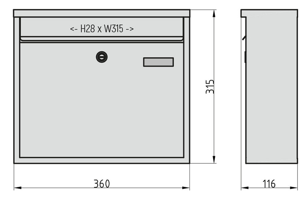 BASI 2170-0902 BK 360M Briefkasten Stahl Anthrazit Matt Namensschild Hebelschloss