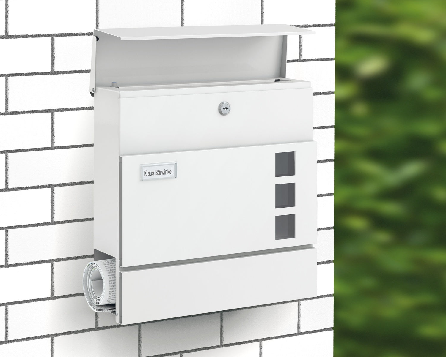 BASI 2170-0904 BK 380M Briefkasten Stahl Weiß Matt mit Softclose Dämpfer