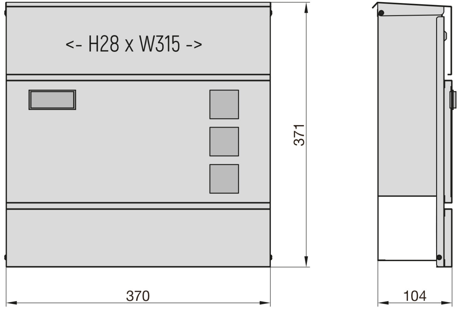 BASI 2170-0905 BK 380M Briefkasten Stahl Anthrazit Matt mit Softclose Dämpfer