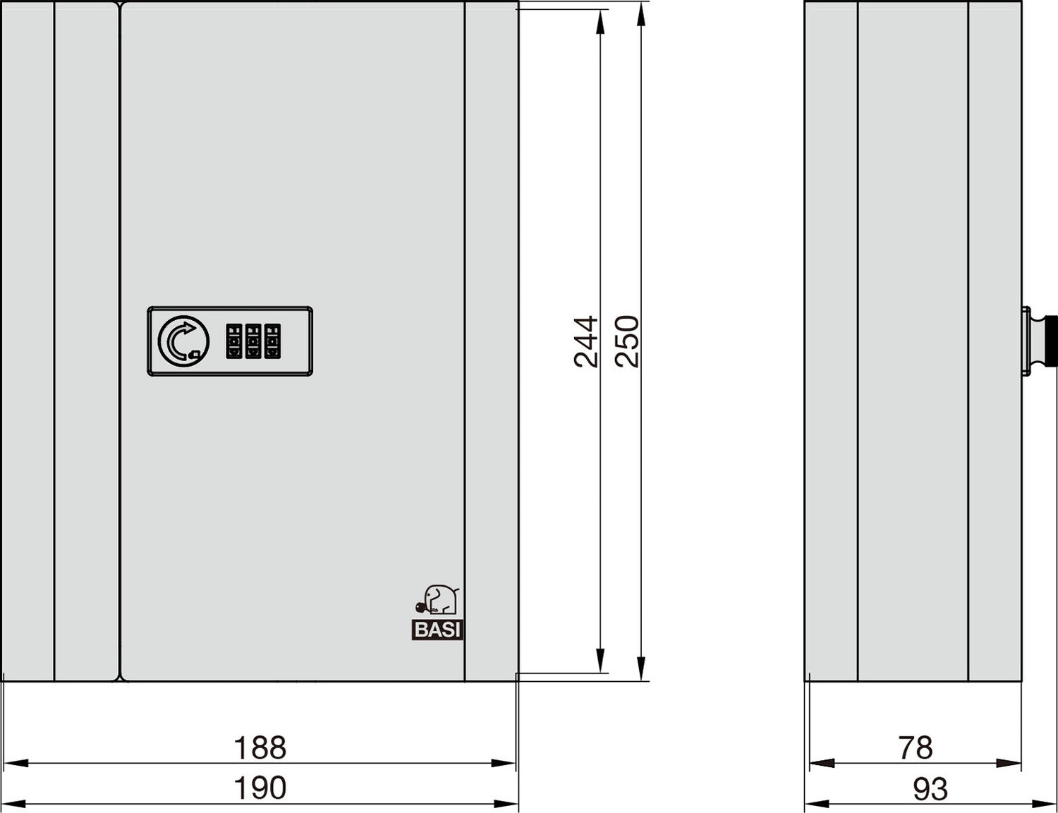 BASI 2170-1020 Schlüsselkassette SK 80 mit 20 Haken Schlüsseltresor Schlüsselsafe