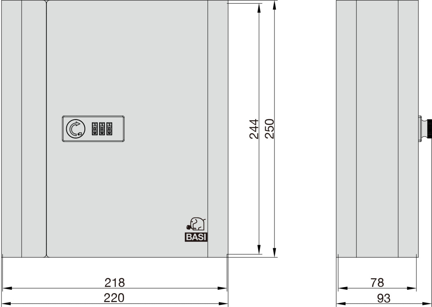 BASI 2170-1028 Schlüsselkassette SK 80 mit 28 Haken Schlüsseltresor Schlüsselsafe