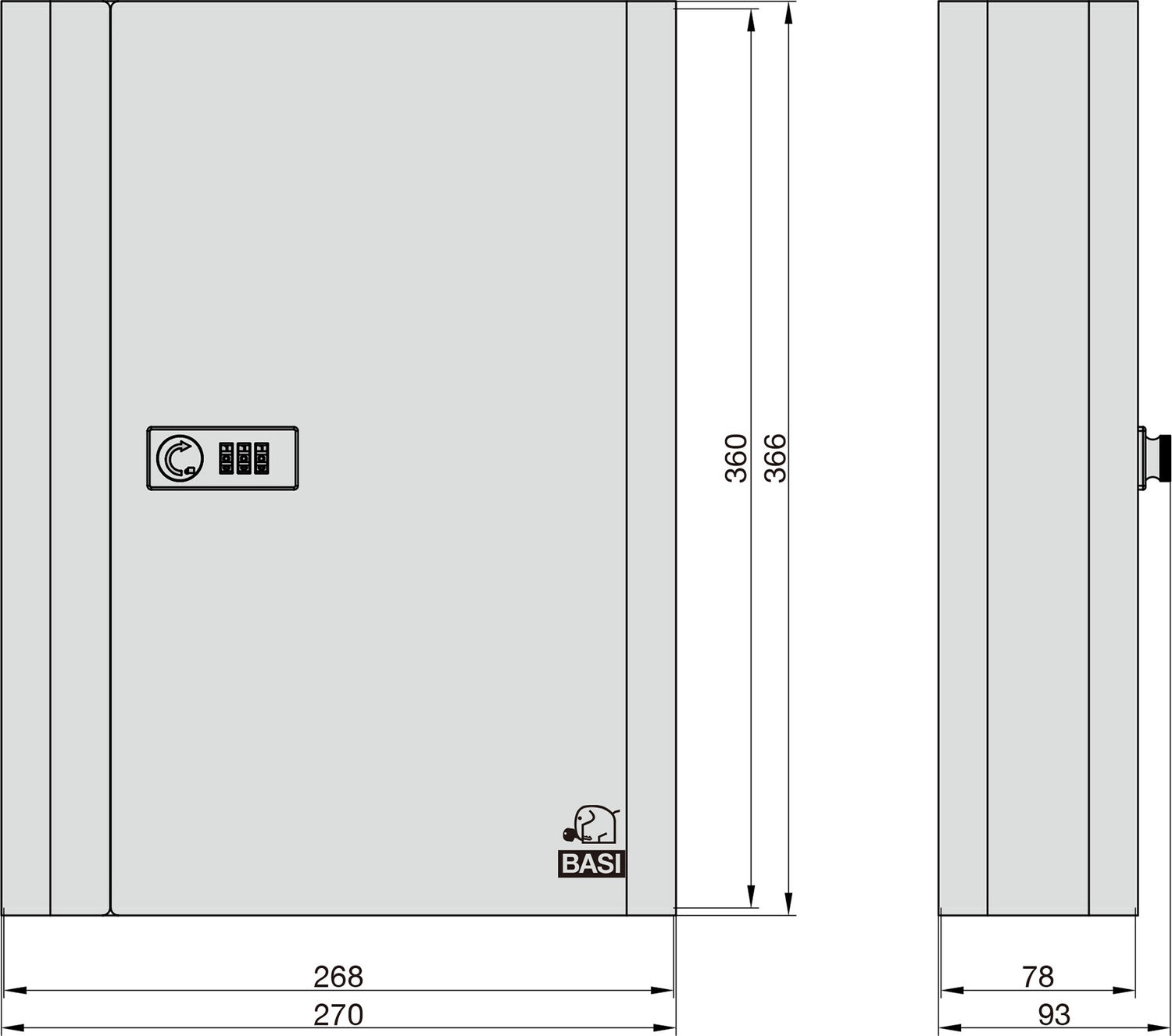 BASI 2170-1048 Schlüsselkassette SK 80 mit 48 Haken Schlüsseltresor Schlüsselsafe