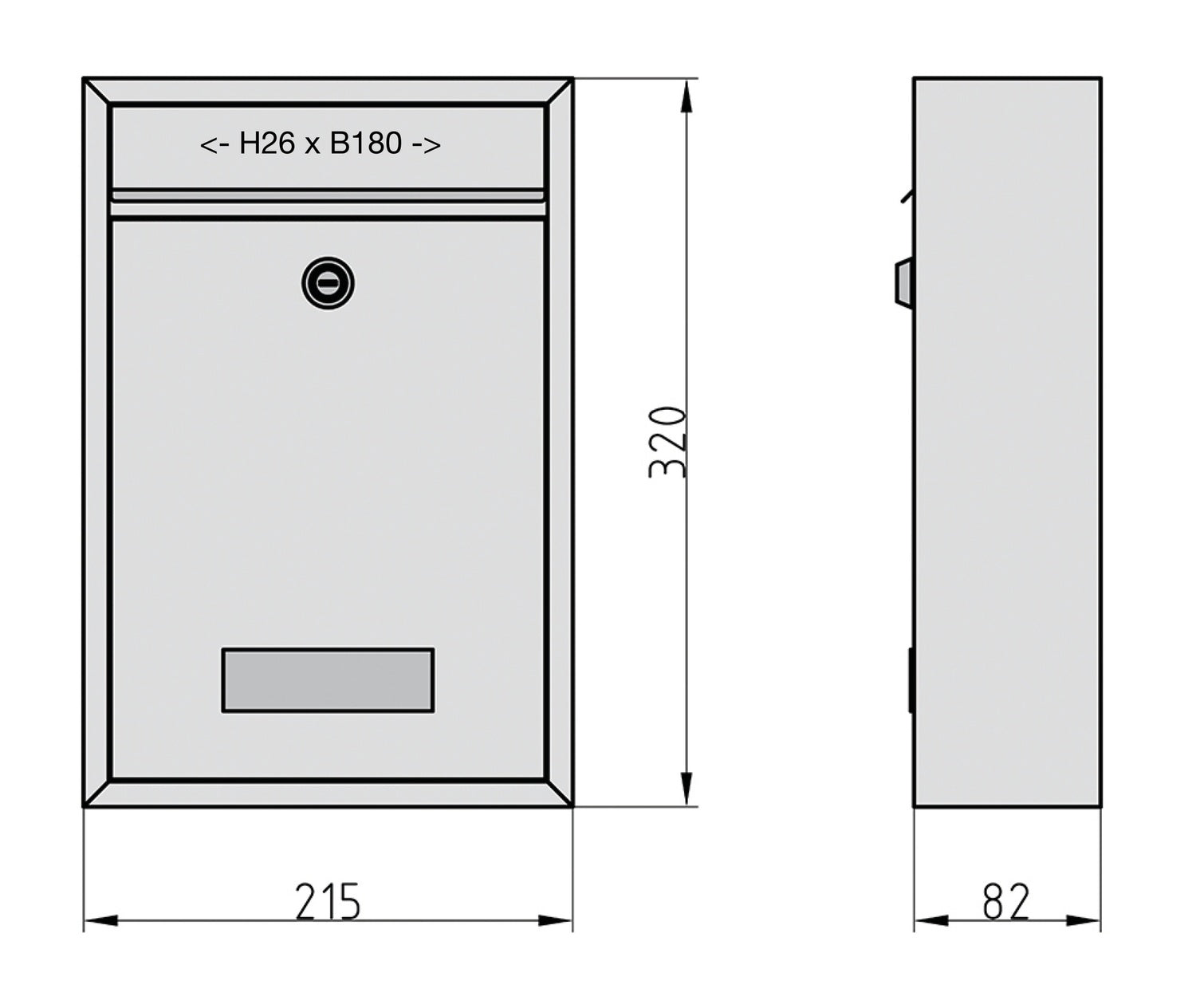 BASI 2170-1200 BK 100M Briefkasten Stahl Schwarz Matt Namensschild Hebelschloss