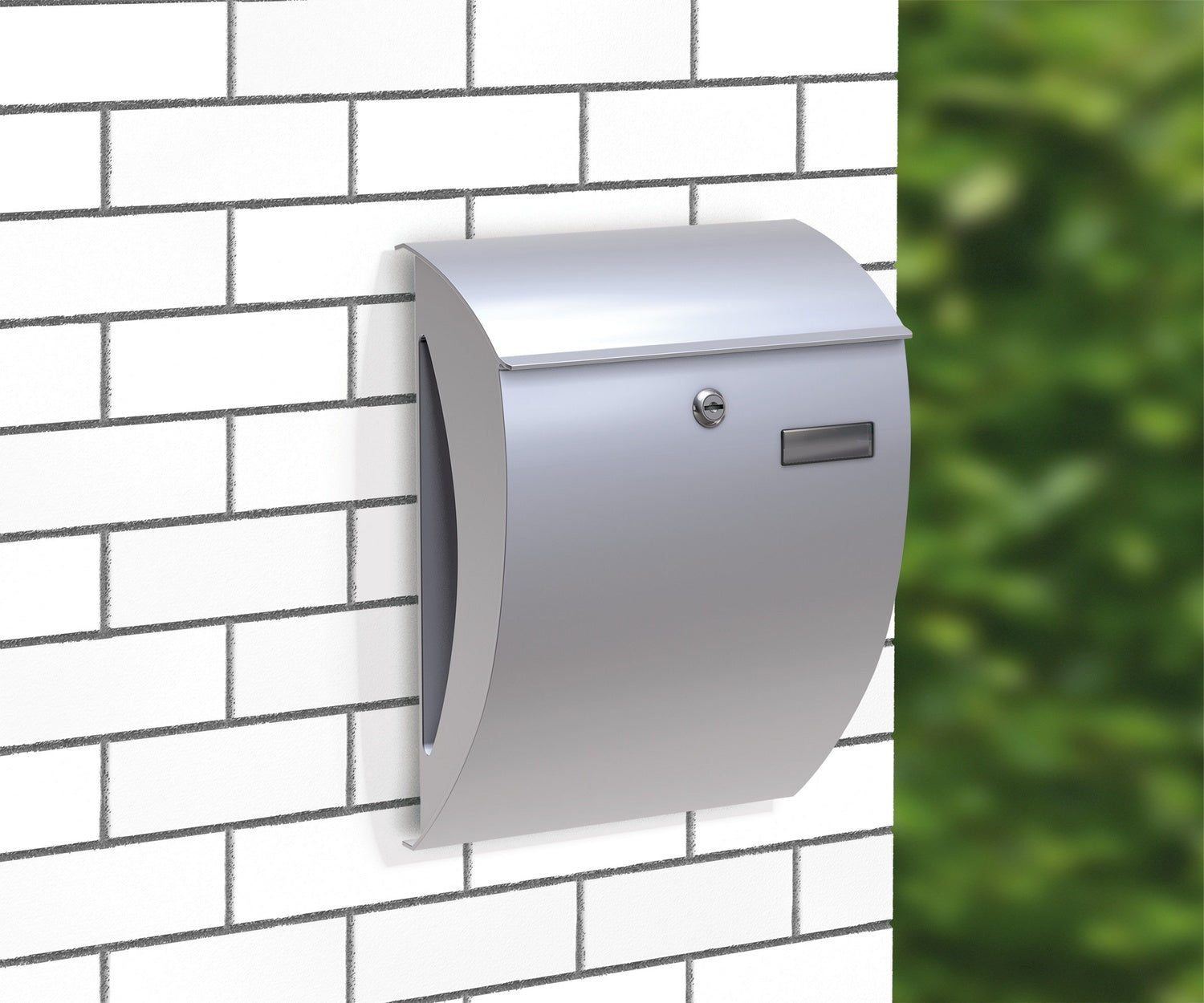 BASI 2170-2001 BK 2000 Briefkasten Stahl Silber Namensschild Zeitungsfach 310 x 405 x 158mm