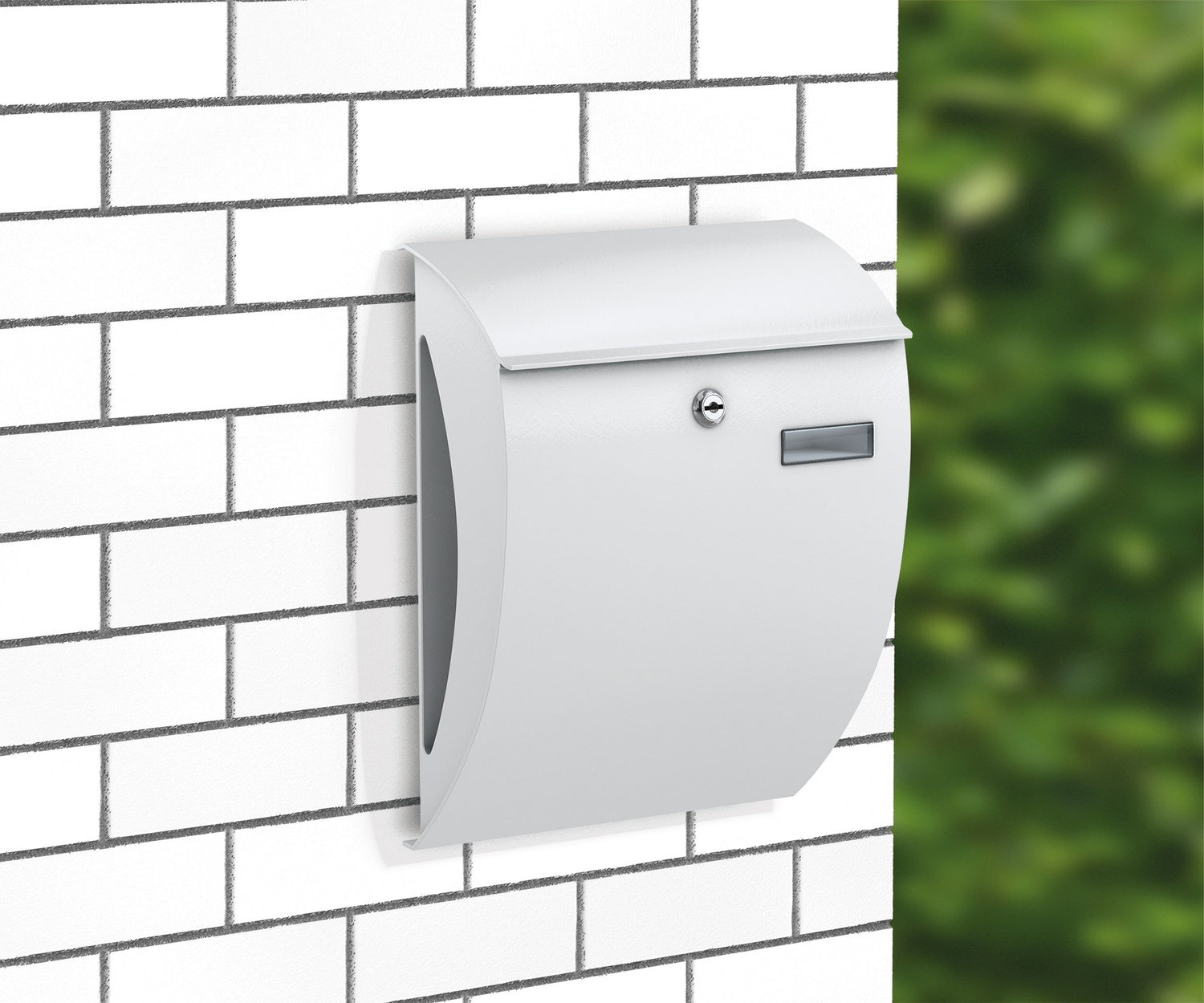 BASI 2170-2002 BK 2000 Briefkasten Stahl Weiss Namensschild Zeitungsfach 310 x 405 x 158mm