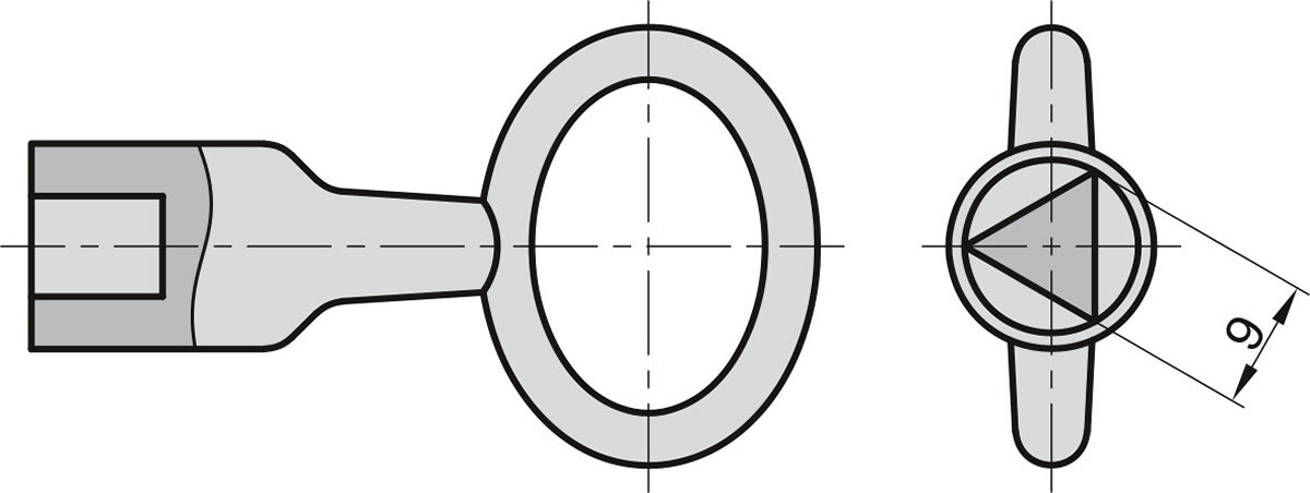 BASI 301D-9 Dornschlüssel Bautenschlüssel Innendreikant 9mm Bauschlüssel