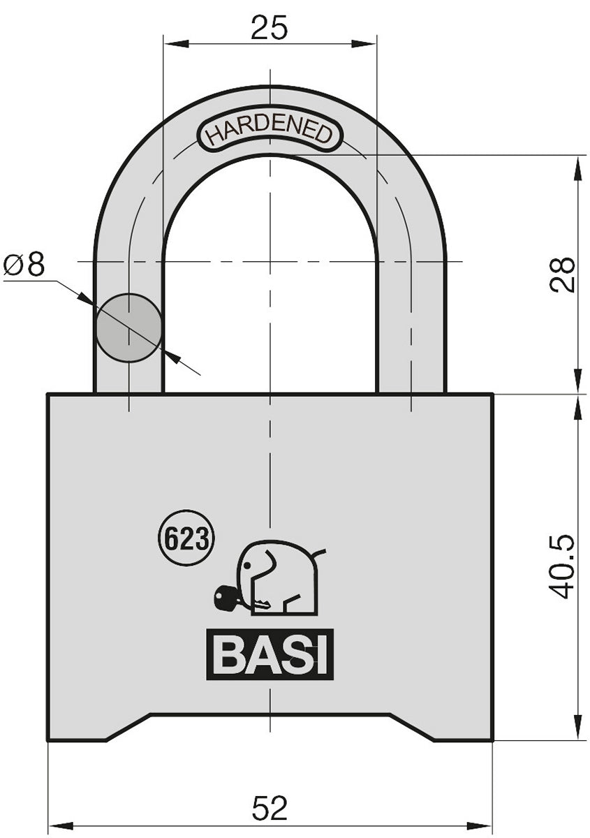 BASI 6230-5000 Vorhängeschloss VHS 623 Messing 50mm Zahlenschloss