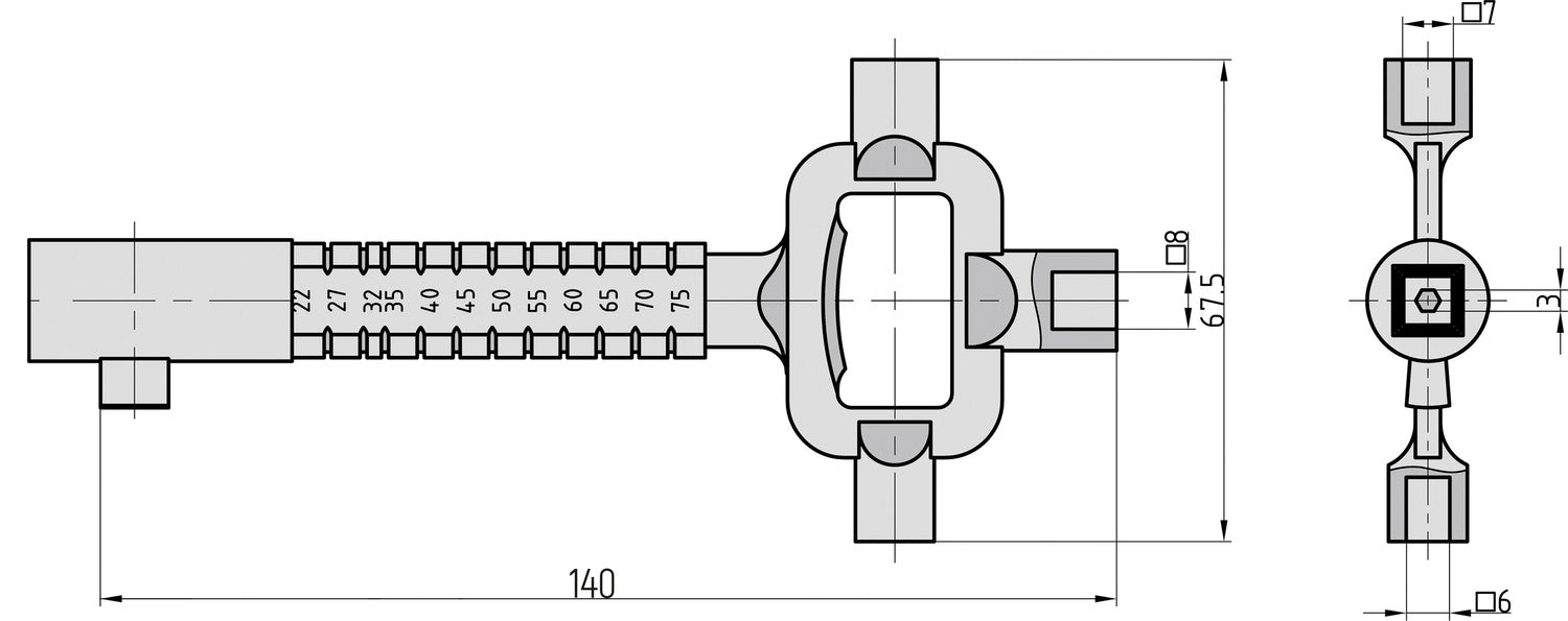 BASI 668NK Universalschlüssel Bauschlüssel Architektenschlüssel stabil