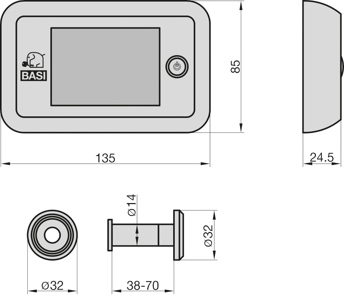 BASI TS 700 Digitaler Türspion Silber 3,5" Display Türsicherung