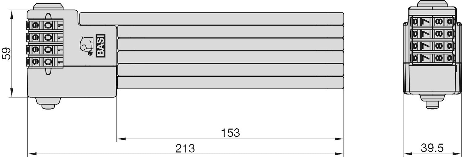 BASI 6990-0319 Faltschloss ZR 319 Fahrrad Rahmenhalterung Länge 950mm Fahrradschloss