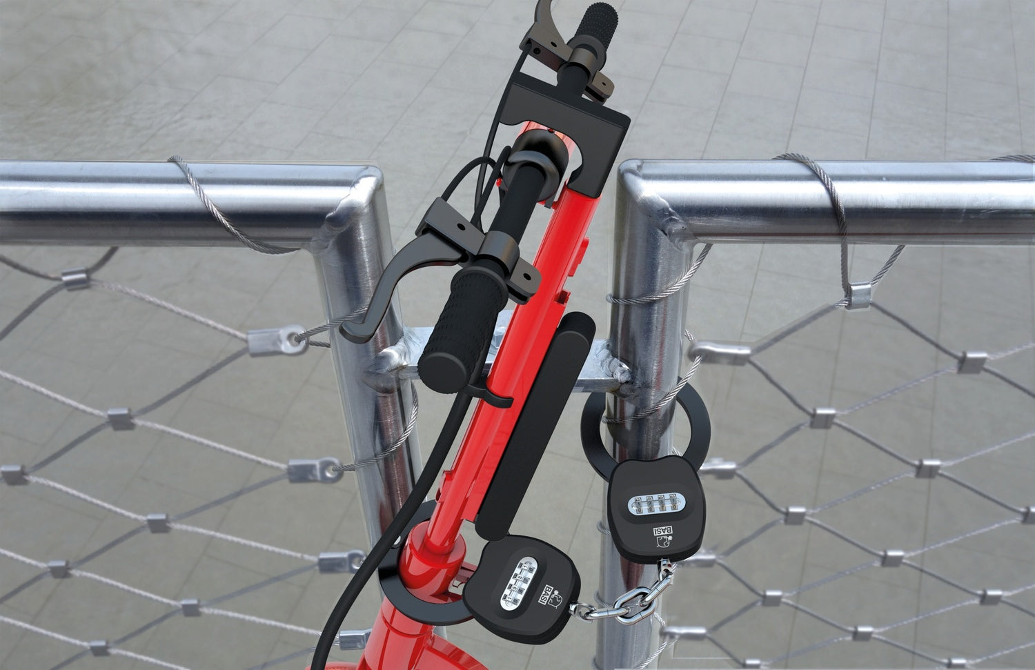 BASI 6990-0320 E-Scooter Schloss ZR 320 mit vierstelligem Zahlencode Handschellenschloss