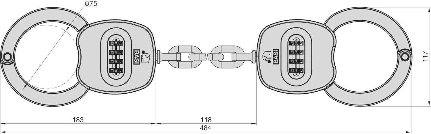 BASI 6990-0320 E-Scooter Schloss ZR 320 mit vierstelligem Zahlencode Handschellenschloss