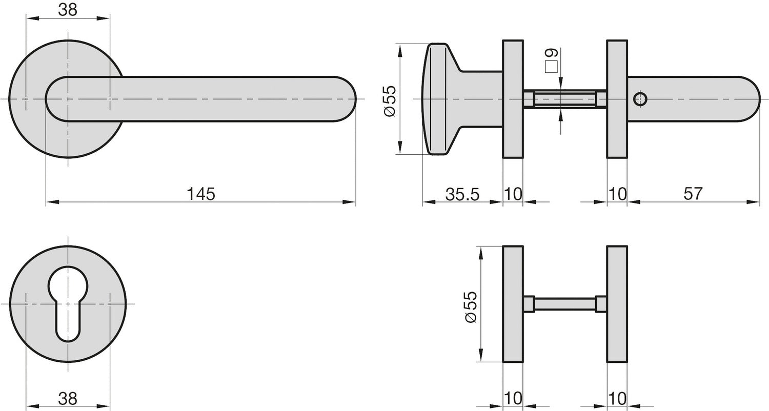 BASI 7529-9100 ZT/FS 2150 PZ FS Wechsel Rosettenbeschlag Feuerschutzbeschlag