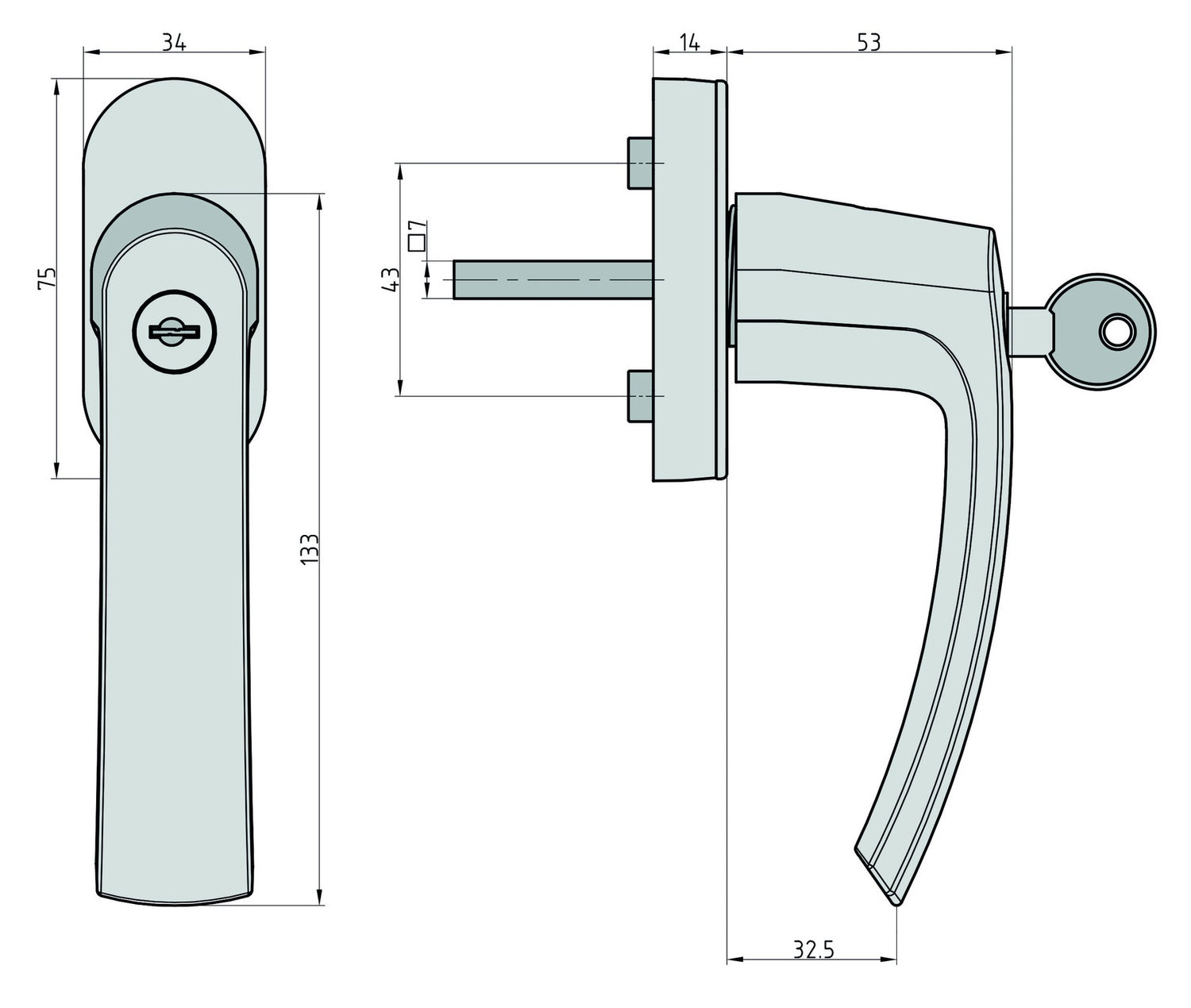 BASI FG 501 Fenstergriff Edelstahl abschließbar gleichschließend