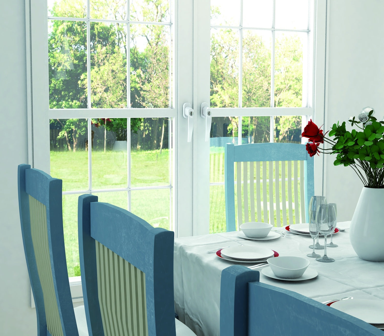 BASI FG 504 Fenstergriff Aluminium weiß abschließbar gleichschließend