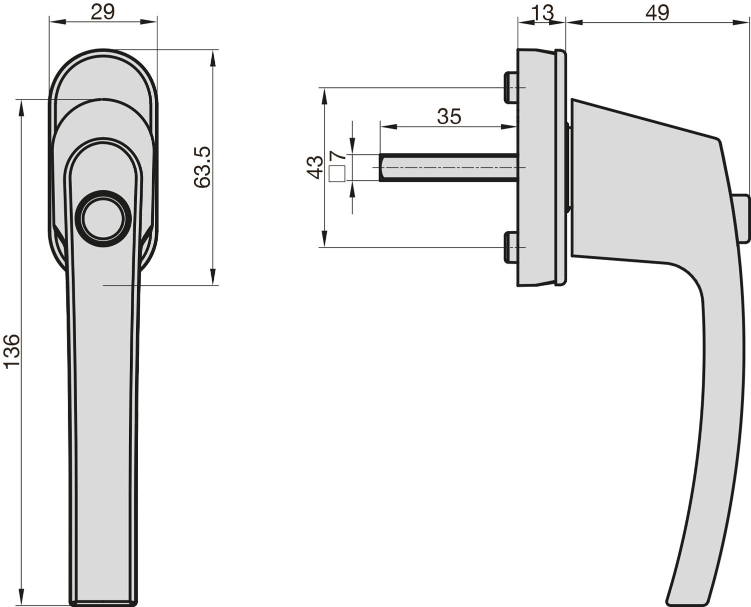 BASI 7555-0010 FG 515 Fenstergriff Alu Silber mit Druckknopfsicherung Fenstersicherung