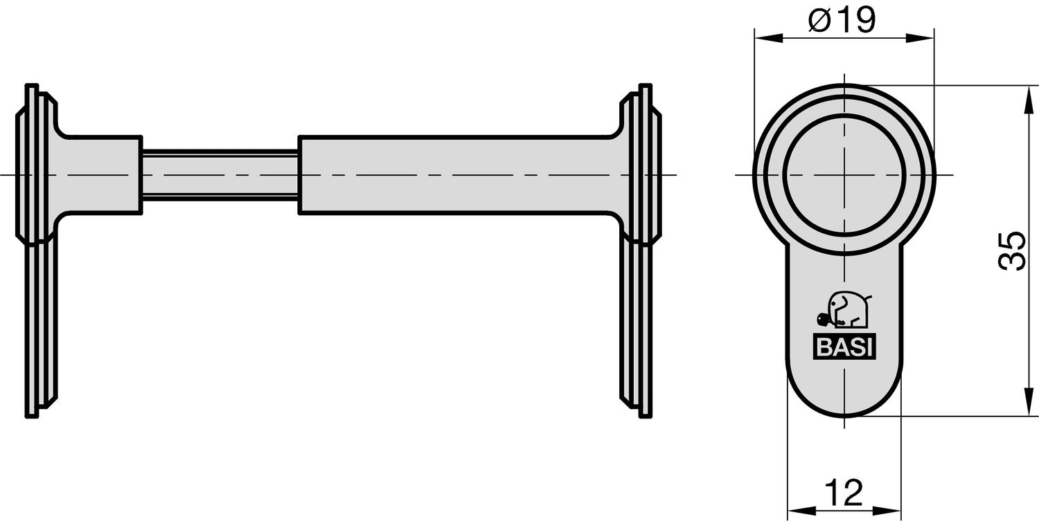 BASI 9000-0050 Blindzylinder BZV 100 Variabel Abdeckung Schließzylinder
