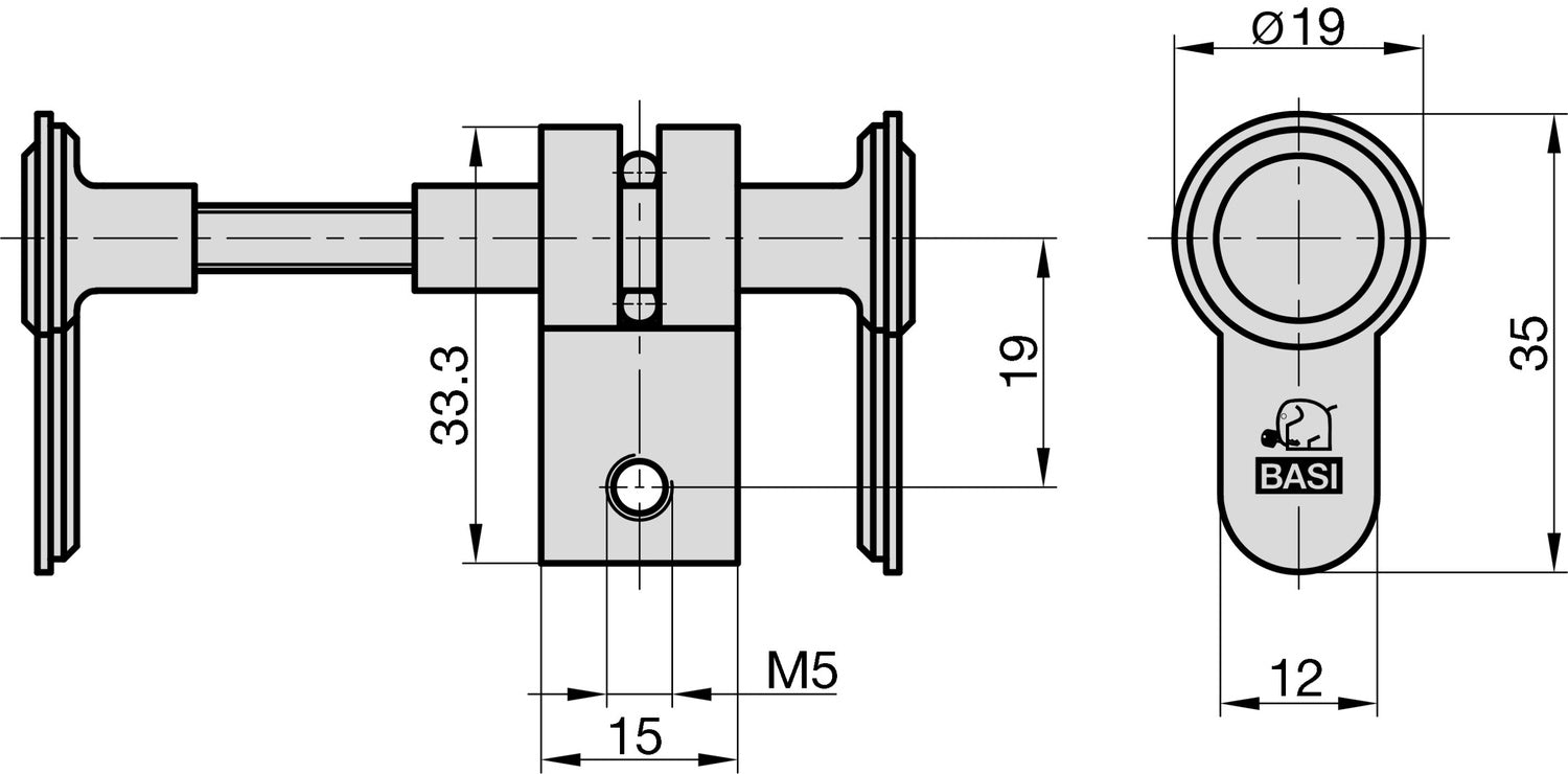 BASI 9000-0055 Blindzylinder FS BZV 100 Variabel Abdeckung Schließzylinder Feuerschutztüren