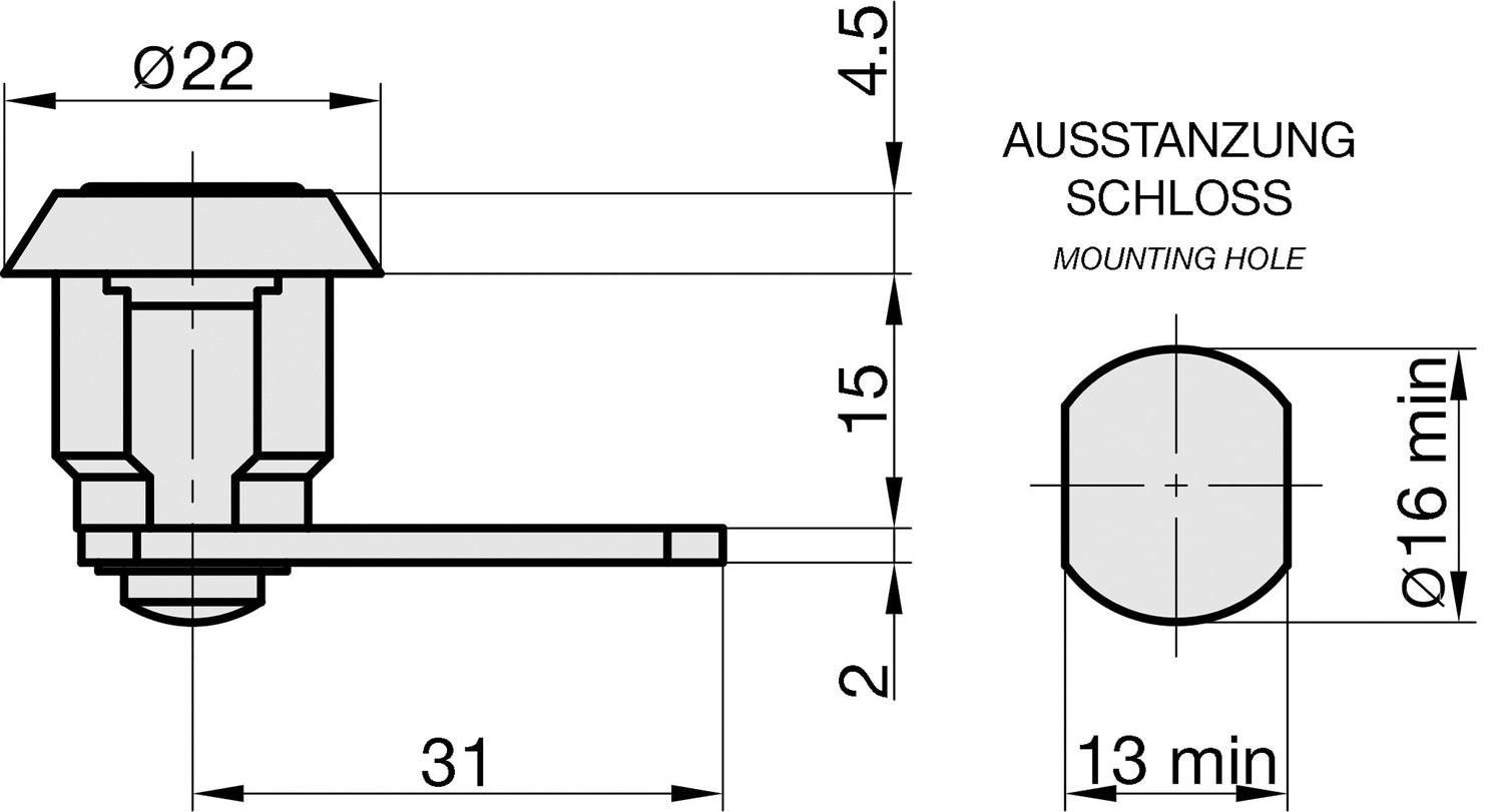 BASI 9000-1310 Hebelschloss HS 310 verschiedenschließend für eine universelle Verwendung