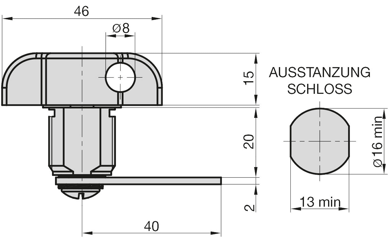 BASI 9000-1361 Drehriegelschloss HS 361 für Vorhängeschlösser Diebstahlschutz