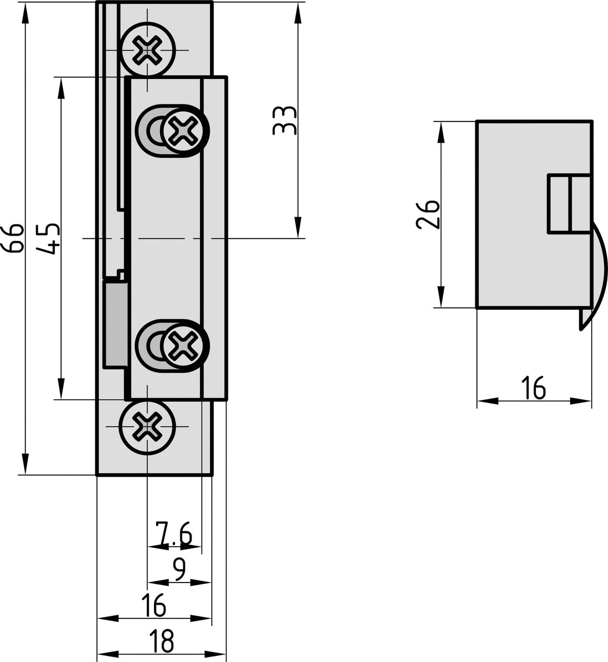 BASI 9200-0013 Elektro Türöffner ET 94 Elektrischer Türöffner symmetrische Bauweise