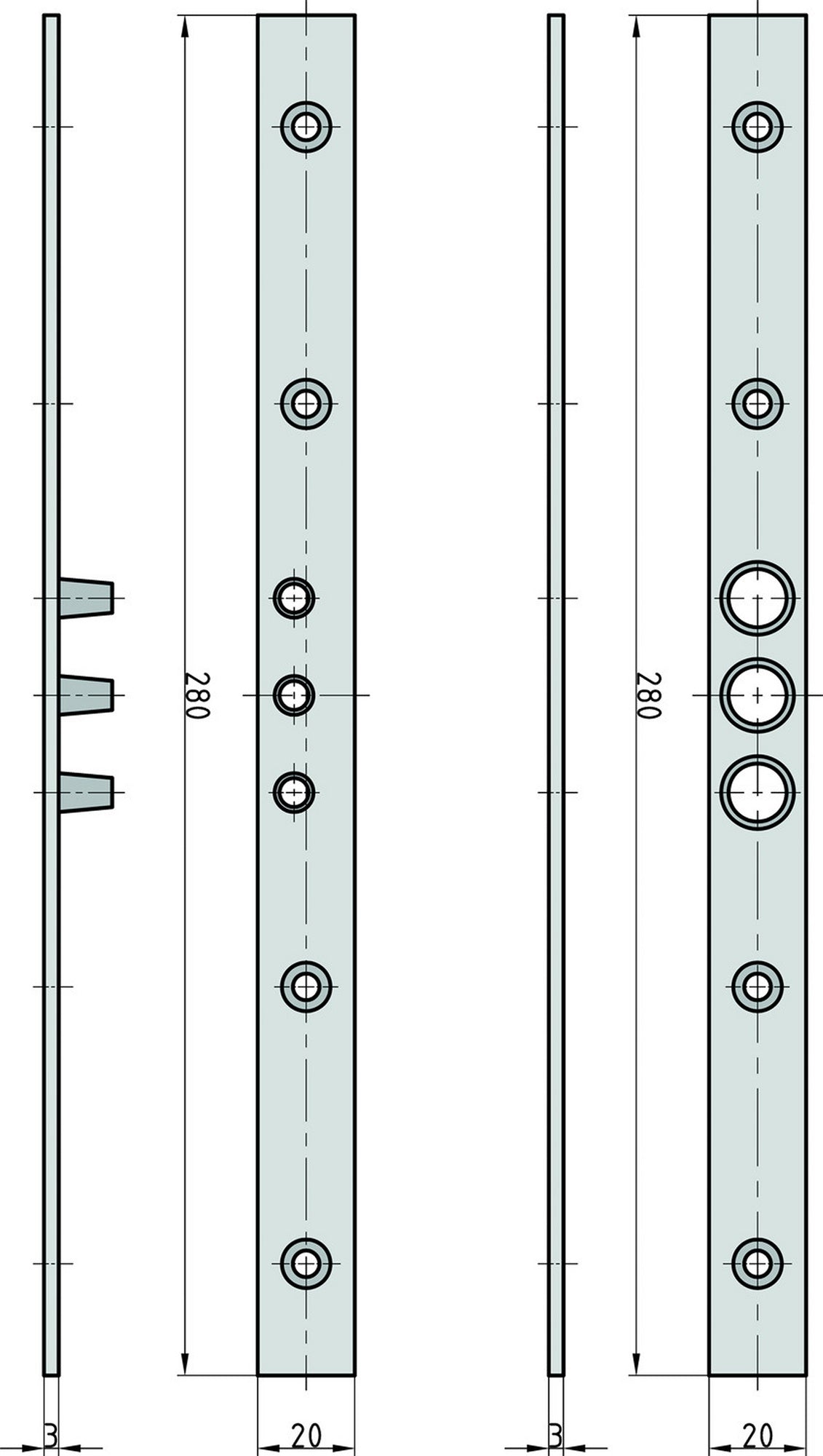 BASI BS 280 Bändersicherung mit 3 Zapfen und Schrauben