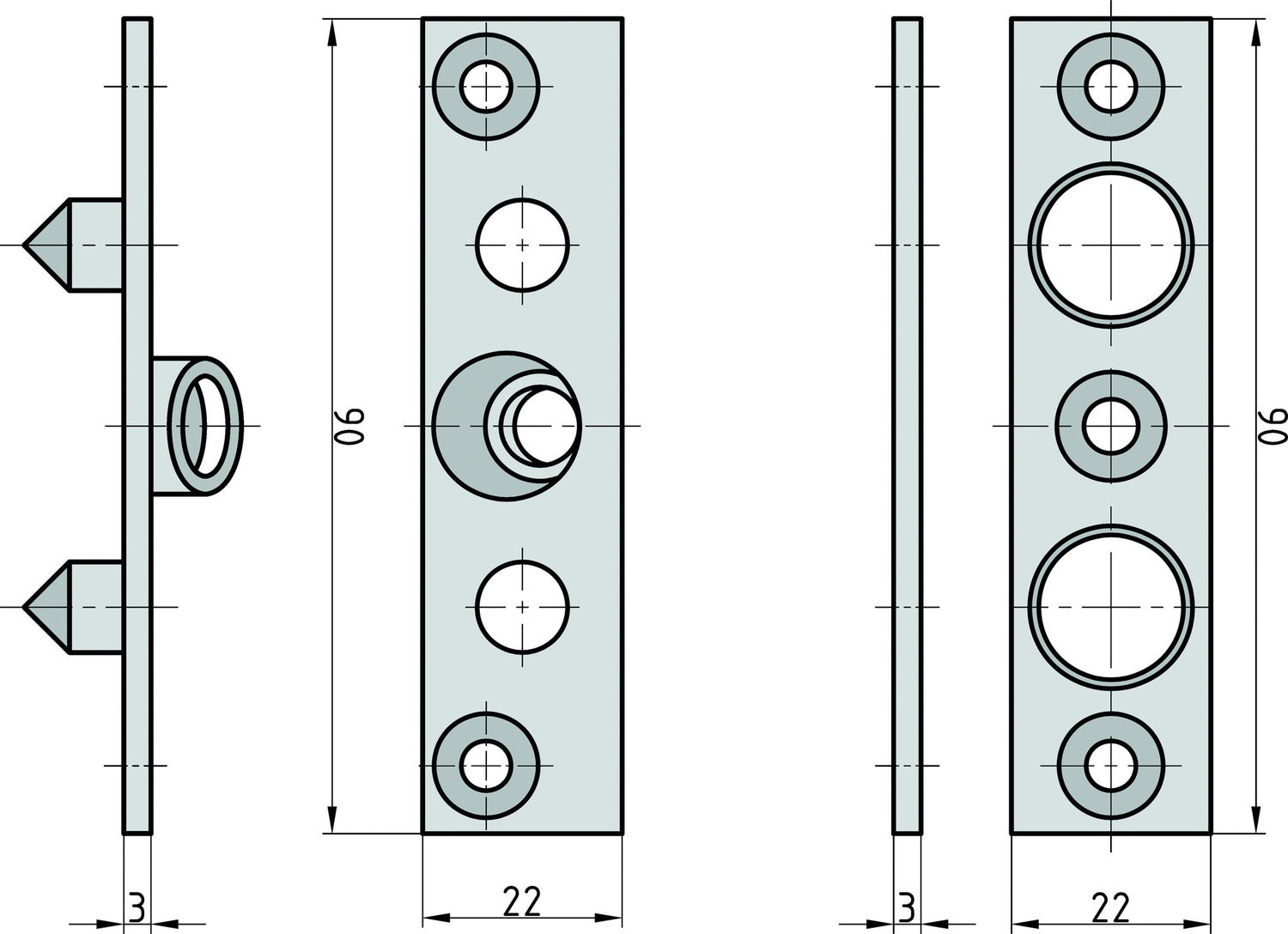 BASI BSA 90 Bändersicherung mit 2 Zapfen Maueranker Schrauben