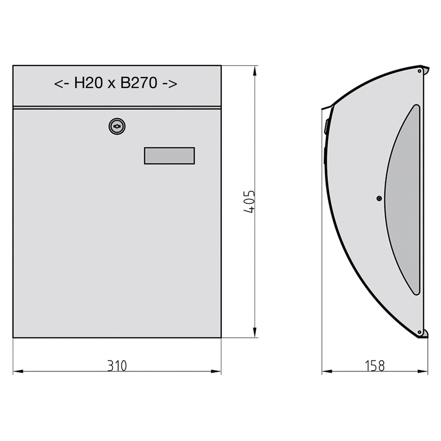 BASI 2170-2002 BK 2000 Briefkasten Stahl Weiss Namensschild Zeitungsfach 310 x 405 x 158mm