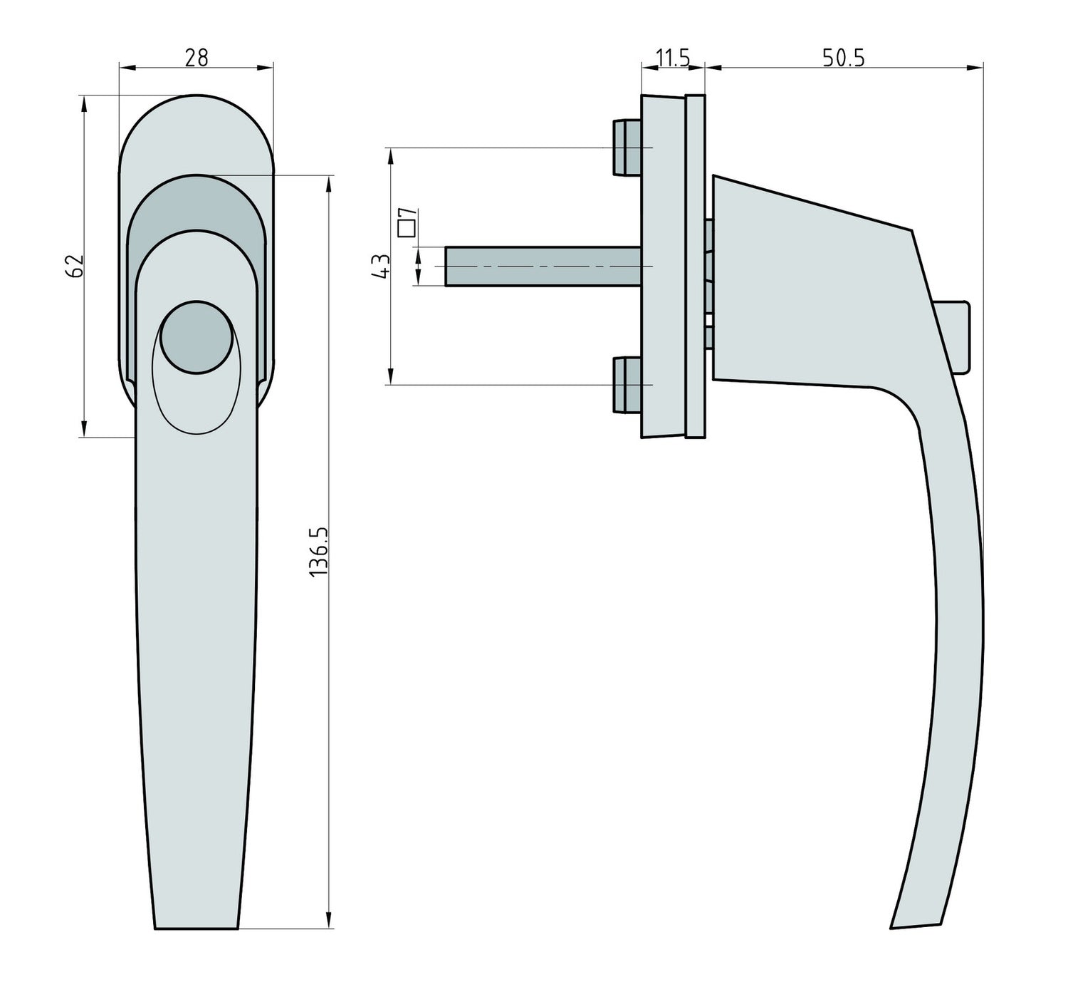 BASI FG 514 Fenstergriff Aluminium weiß selbsttätig verriegelnd
