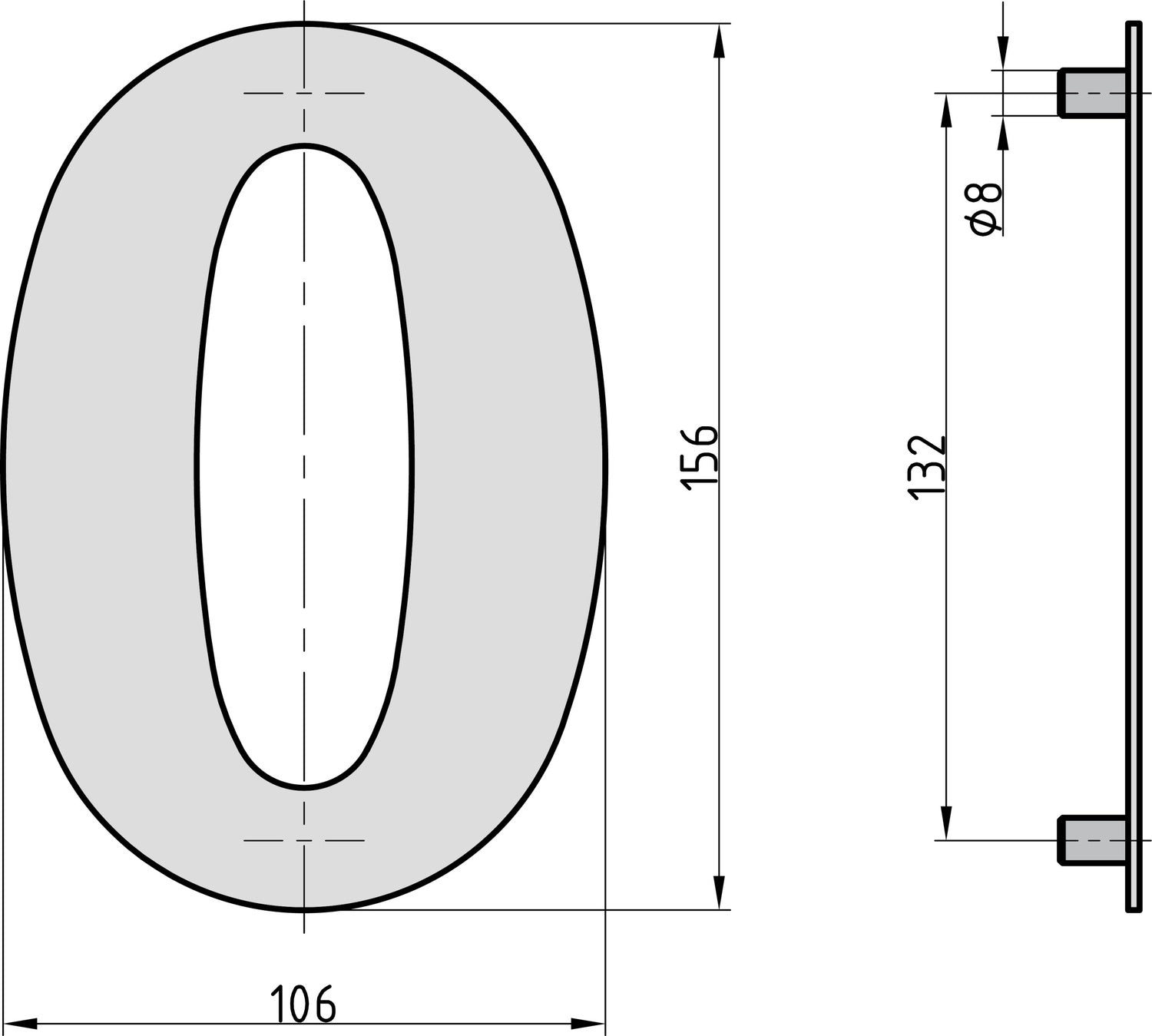 BASI 7300-1000 HN 150-0 Hausnummer 0 Stahl Farbe Anthrazit Haus Nummer Null