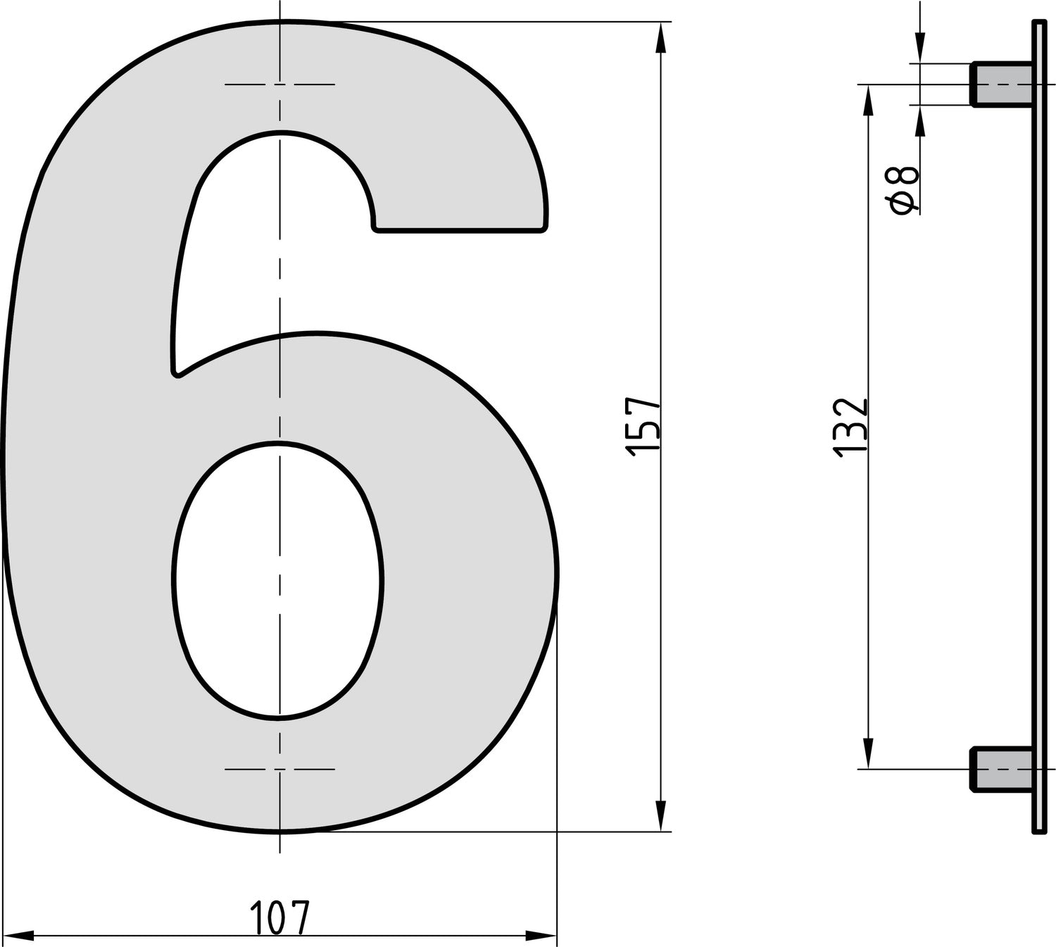 BASI 7300-1006 HN 150-6/9 Hausnummer 6 / 9 Stahl Farbe Anthrazit Haus Nummer Sechs Neun