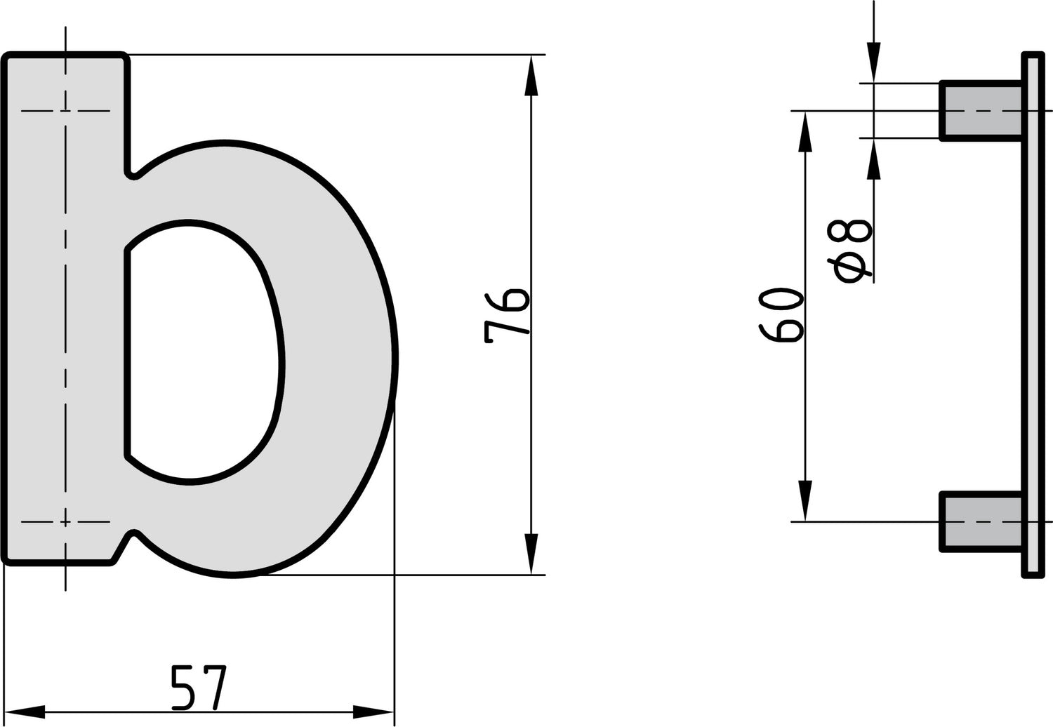 BASI 7300-1013 HN 150-b Hausnummer b Stahl Anthrazit Haus Nummer Buchstabe