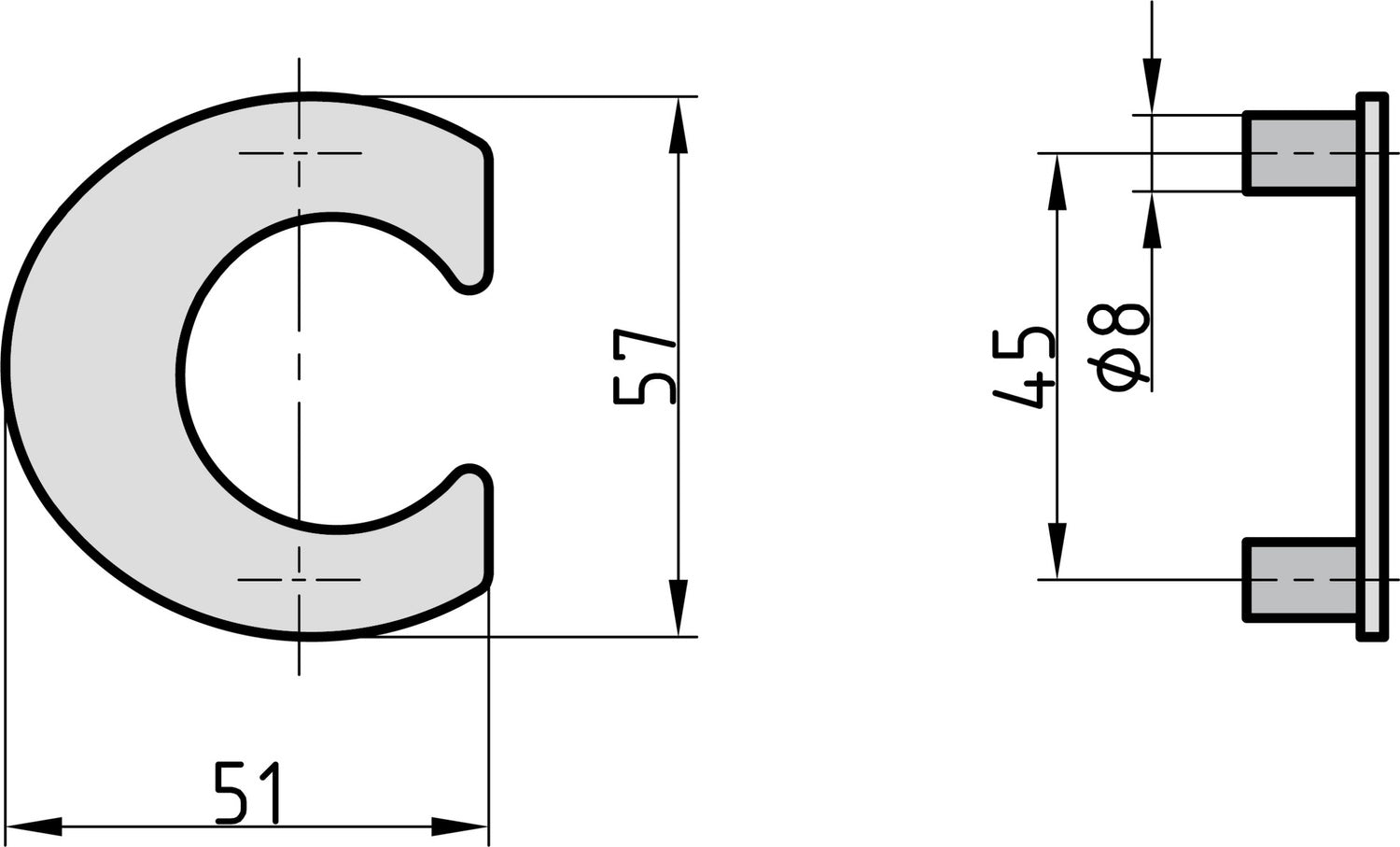 BASI 7300-1014 HN 150-c Hausnummer c Stahl Anthrazit Haus Nummer Buchstabe