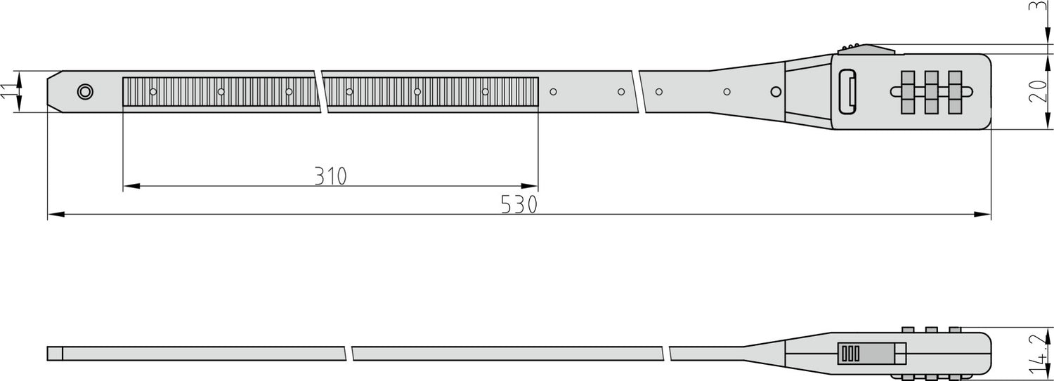 BASI 6990-0310-SCHW Kabelbinder Schloss 3 stellige Zahlenkombination 53 x 10mm Fahrradschloss