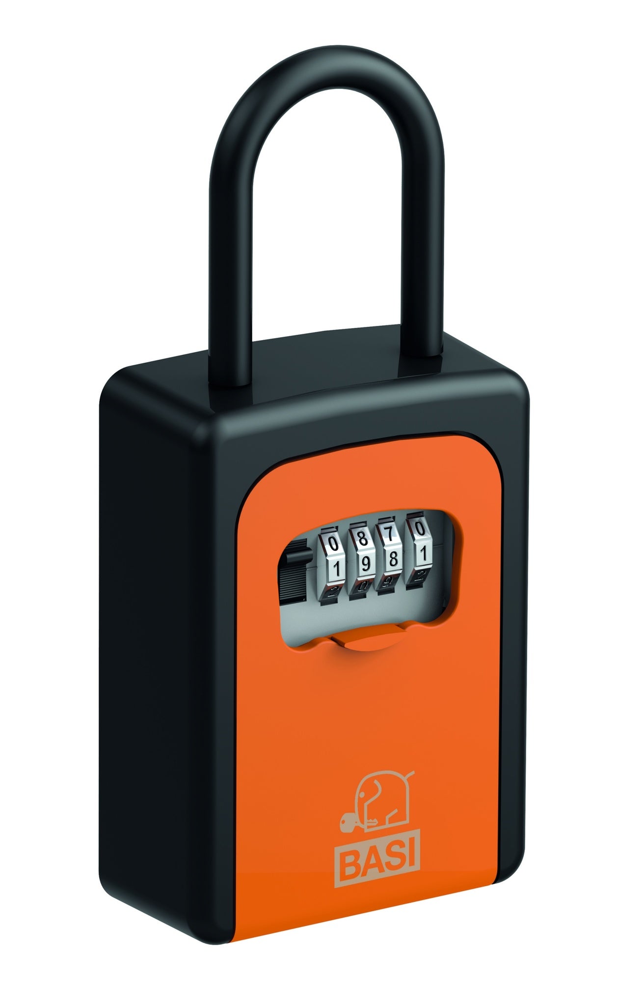 BASI 2101-0005-1119 Schlüsselsafe SSZ 200B Schwarz/Orange mit Zahlenschloss und Bügel