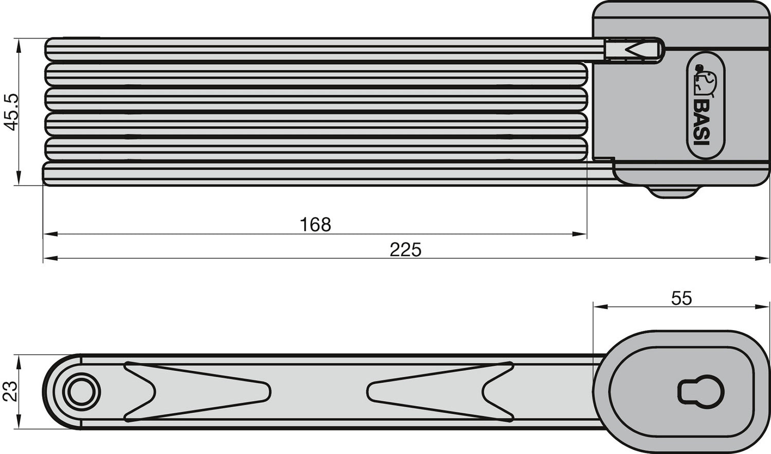 BASI 6990-0314 ZR 314 Fahrrad Faltschloss Rahmenhalterung Länge 950mm Fahrradschloss