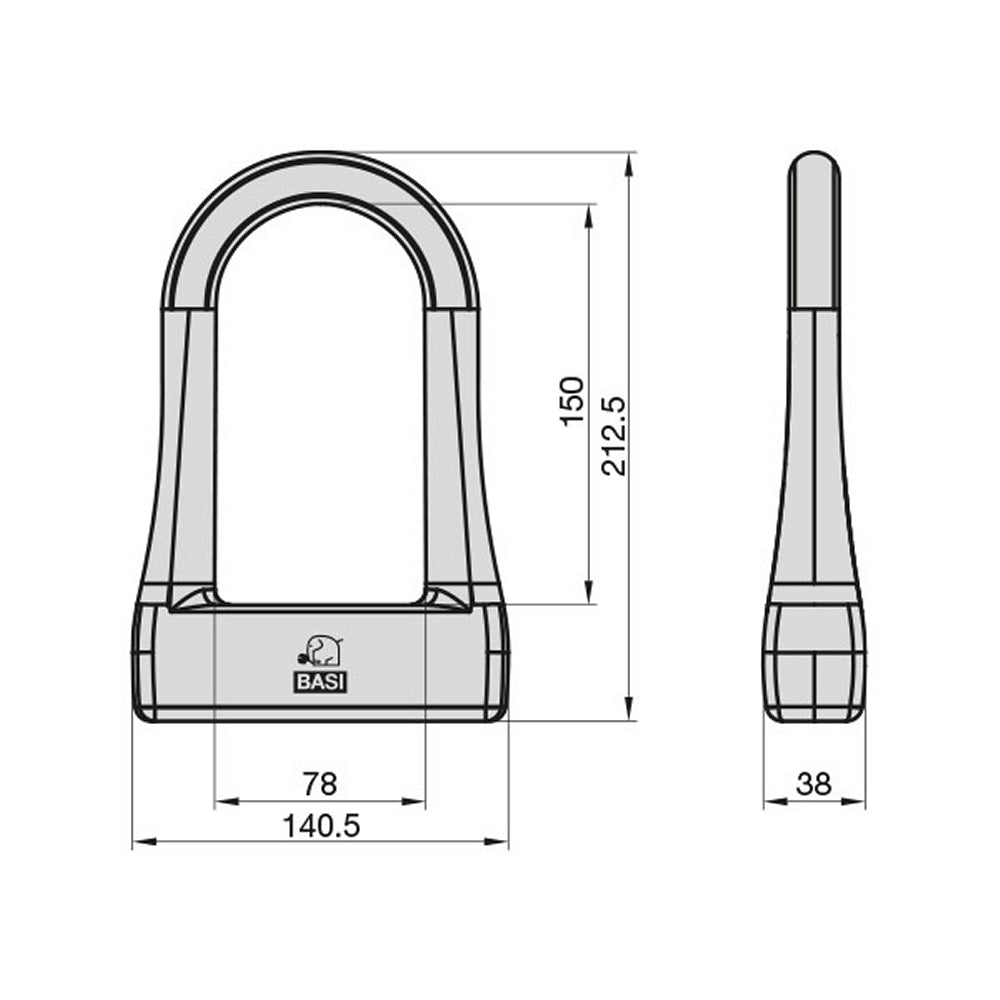 BASI 6990-0315 Bügelschloss ZR 315 Vinylummantelung Fahrradschloss E-Bike