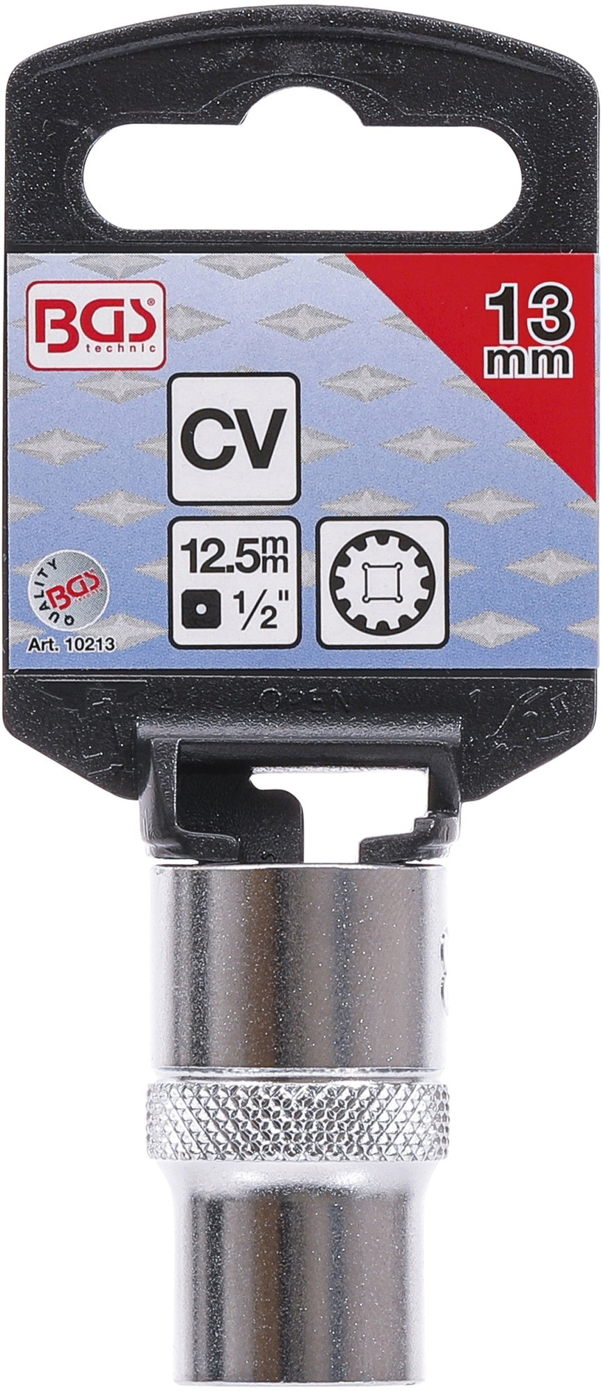 BGS 10213 Nuss / Stecknuss / Steckschlüsseleinsatz Gear Lock SW 13mm Antrieb 12,5mm (1/2")