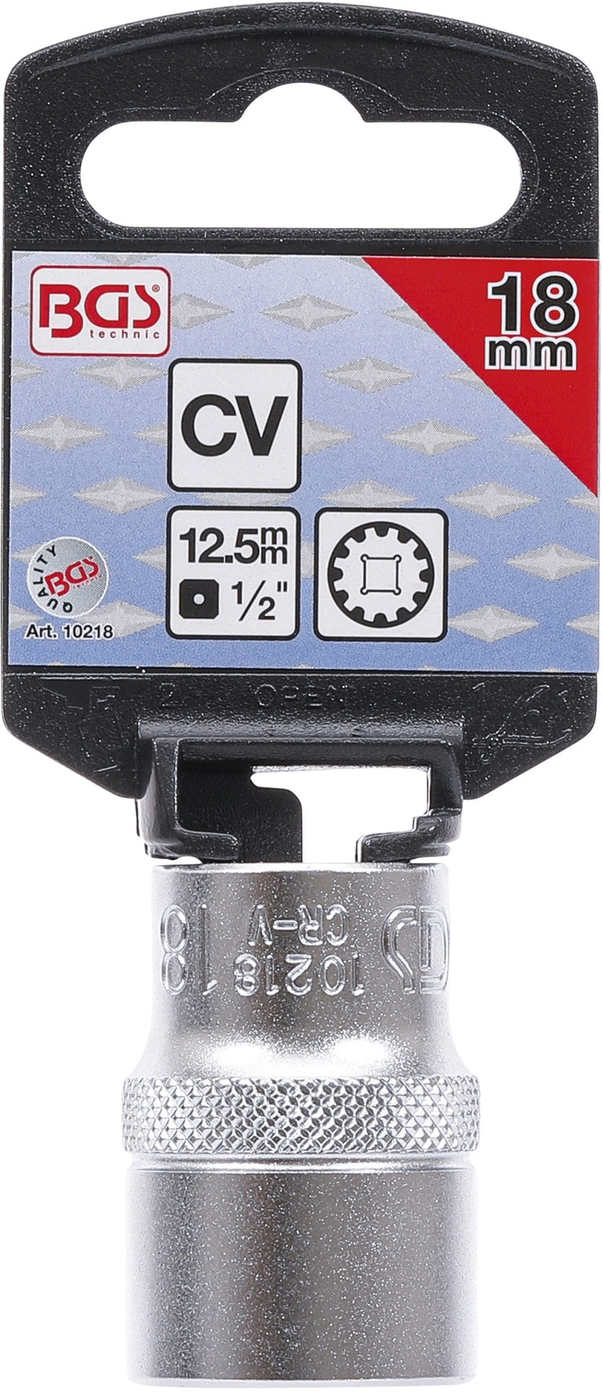 BGS 10218 Nuss / Stecknuss / Steckschlüsseleinsatz Gear Lock SW 18mm Antrieb 12,5mm (1/2")